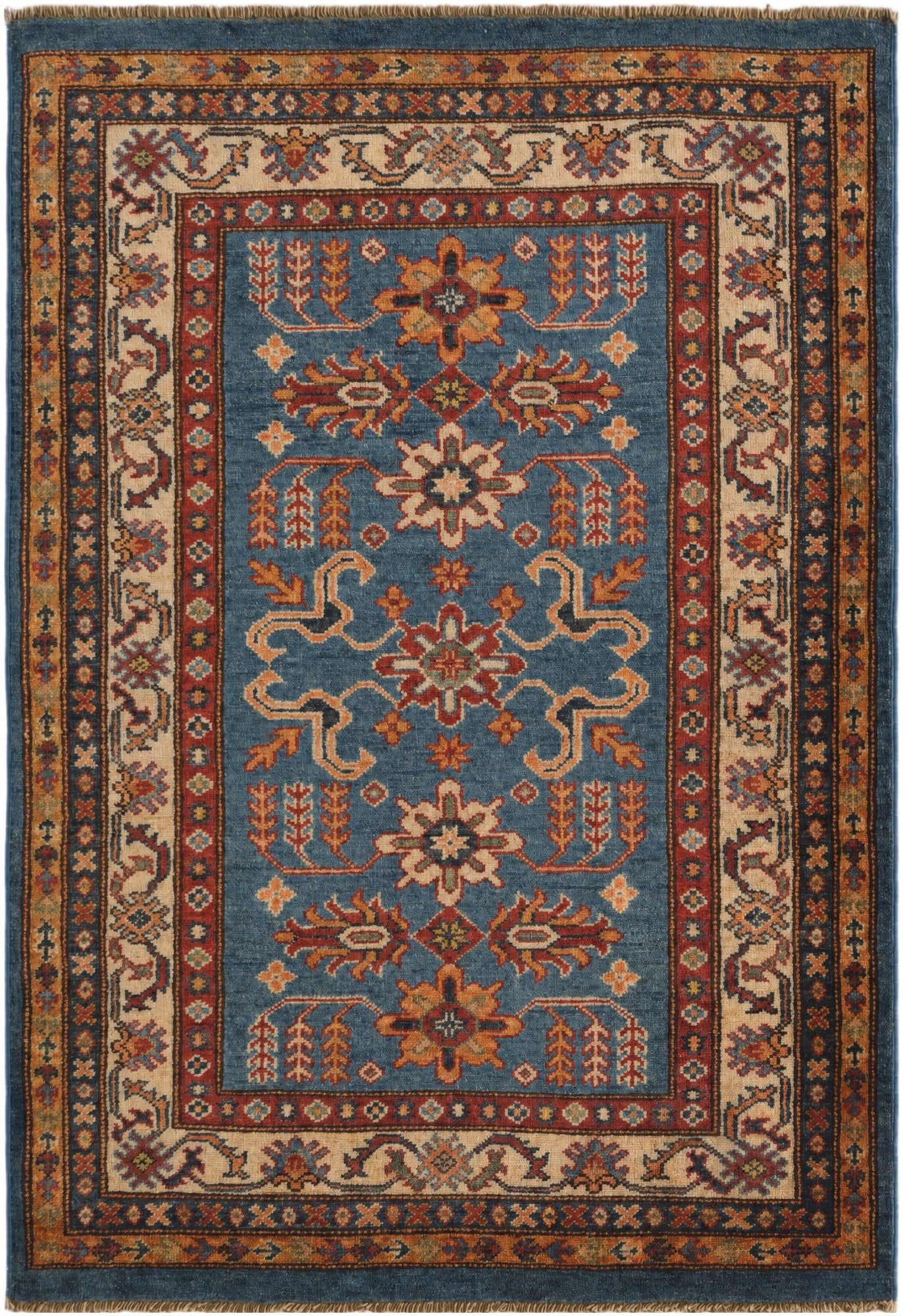 3' x 4' 4 Hand Knotted Kazak Rug