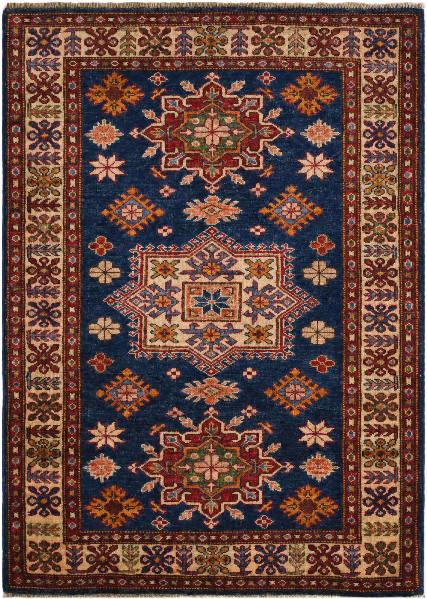 3' 2 x 4' 4 Hand Knotted Kazak Rug