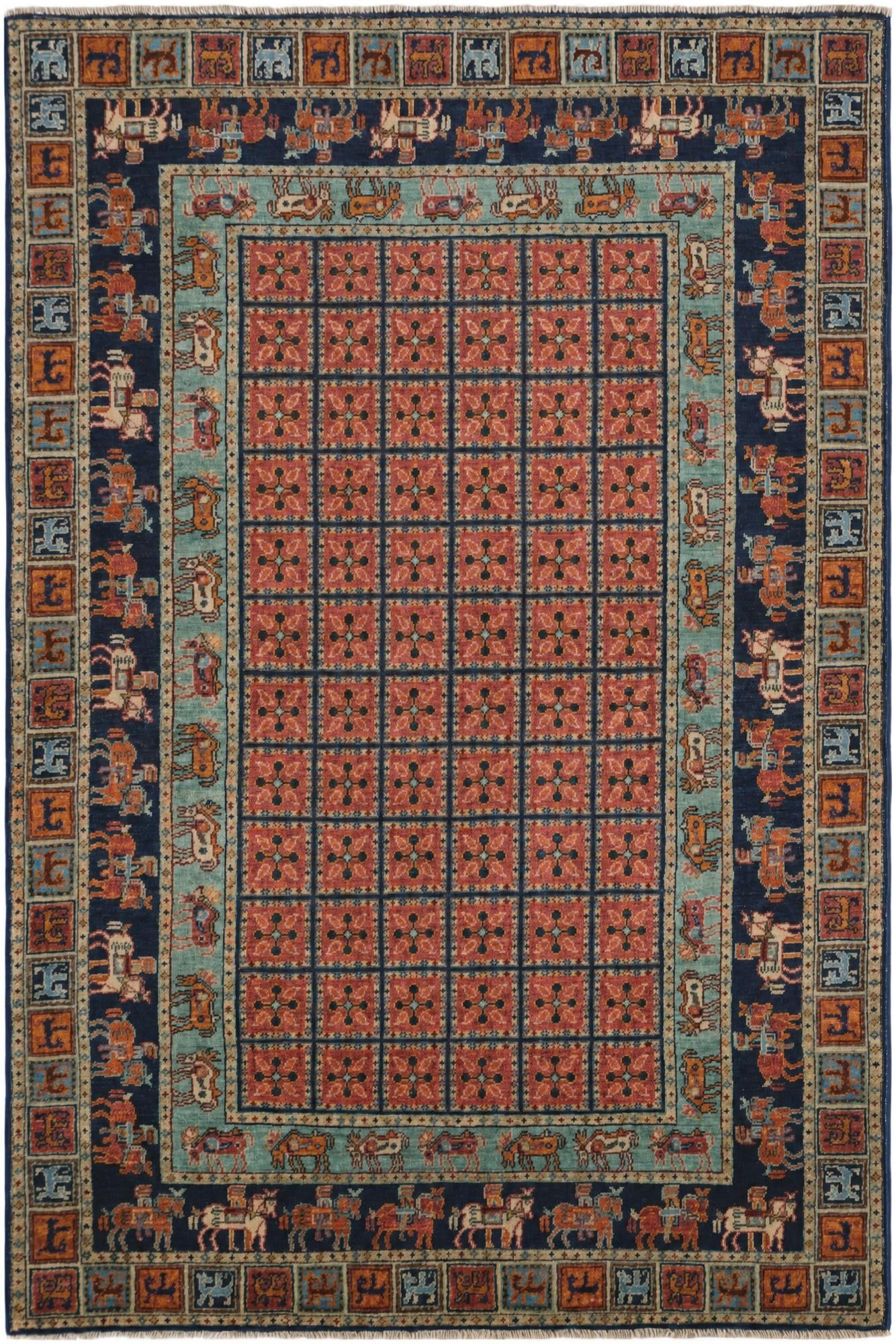 4' 2 x 6' 3 Hand Knotted Kazak Rug