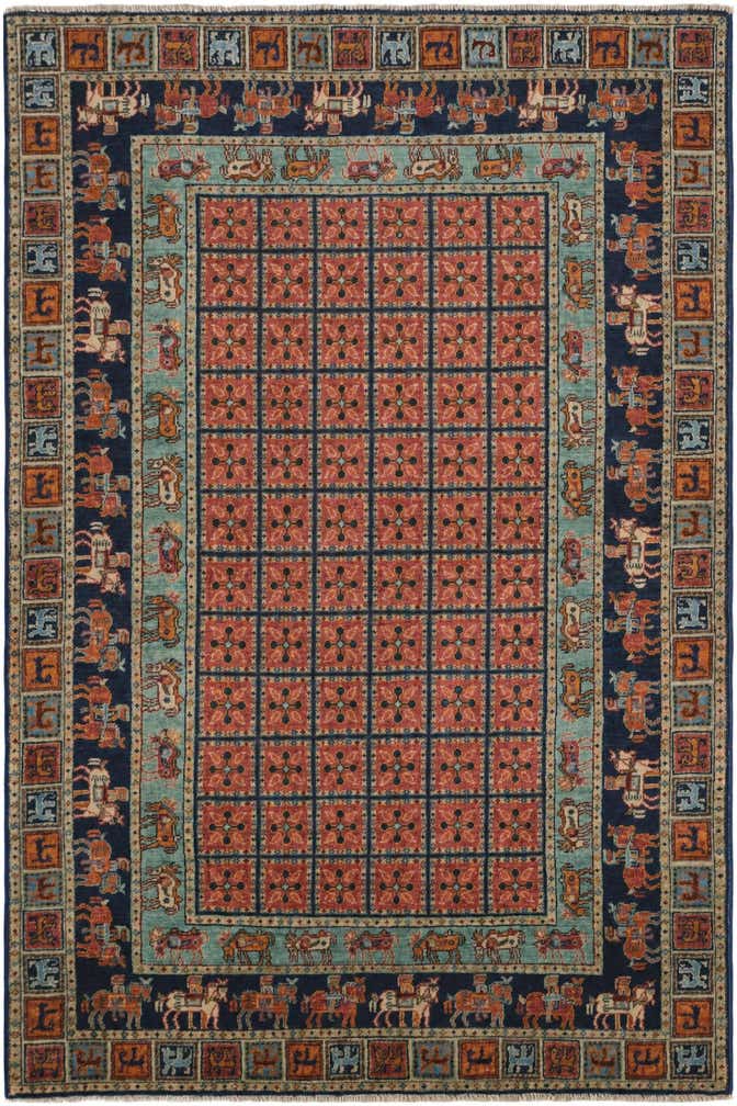 4' 2 x 6' 3 Hand Knotted Kazak Rug