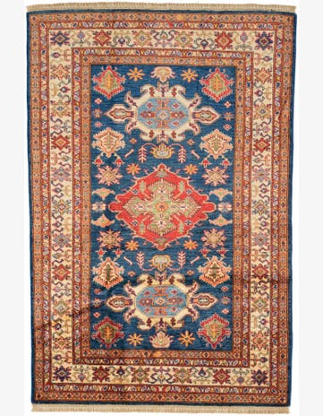 4' x 6' 1 Hand Knotted Kazak Rug