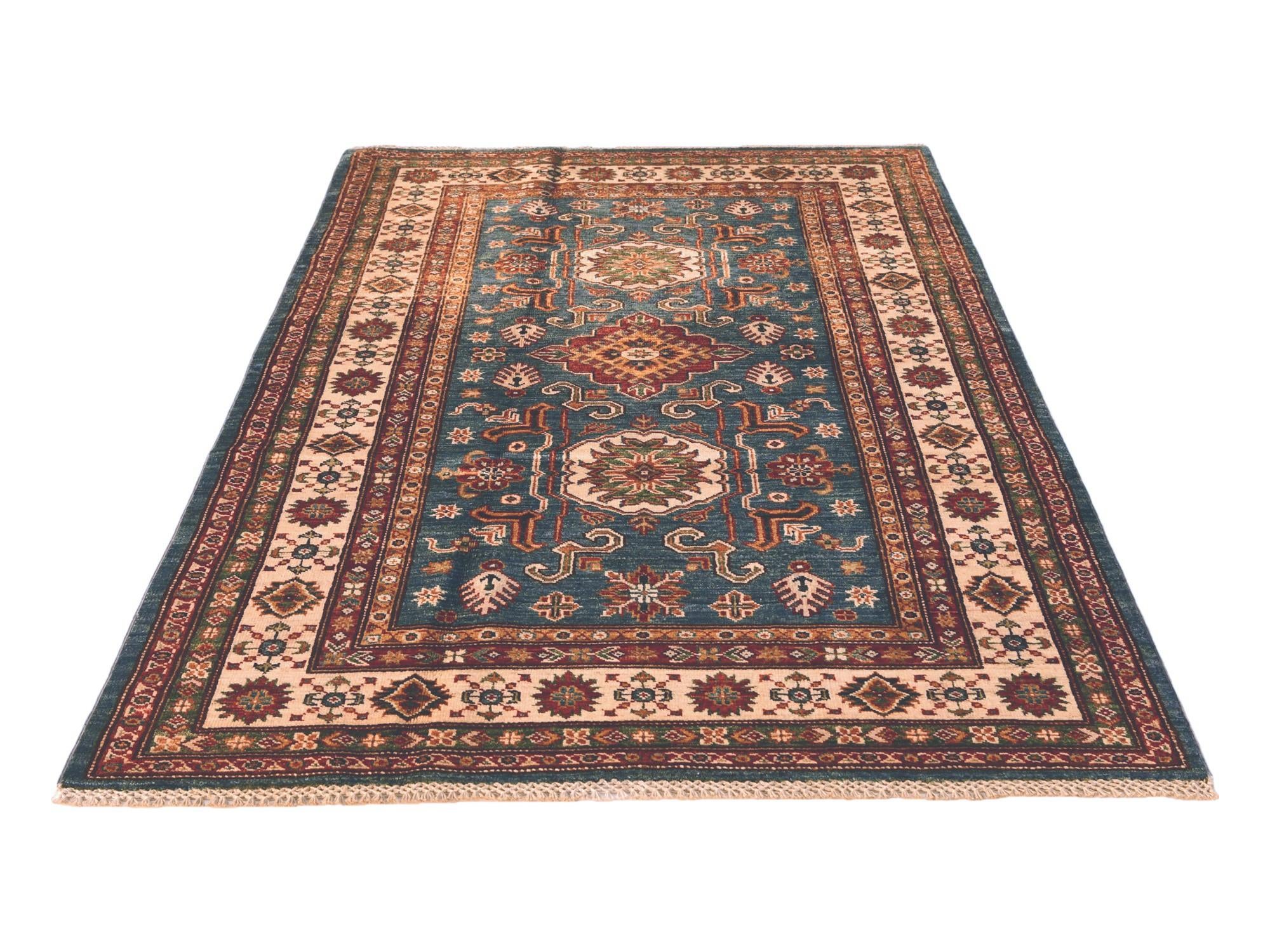 4' x 6' 3 Hand Knotted Kazak Rug