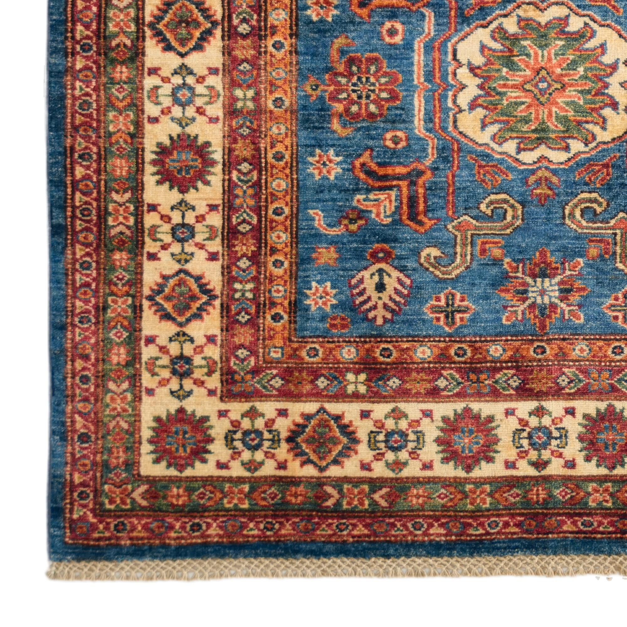 4' x 6' 3 Hand Knotted Kazak Rug