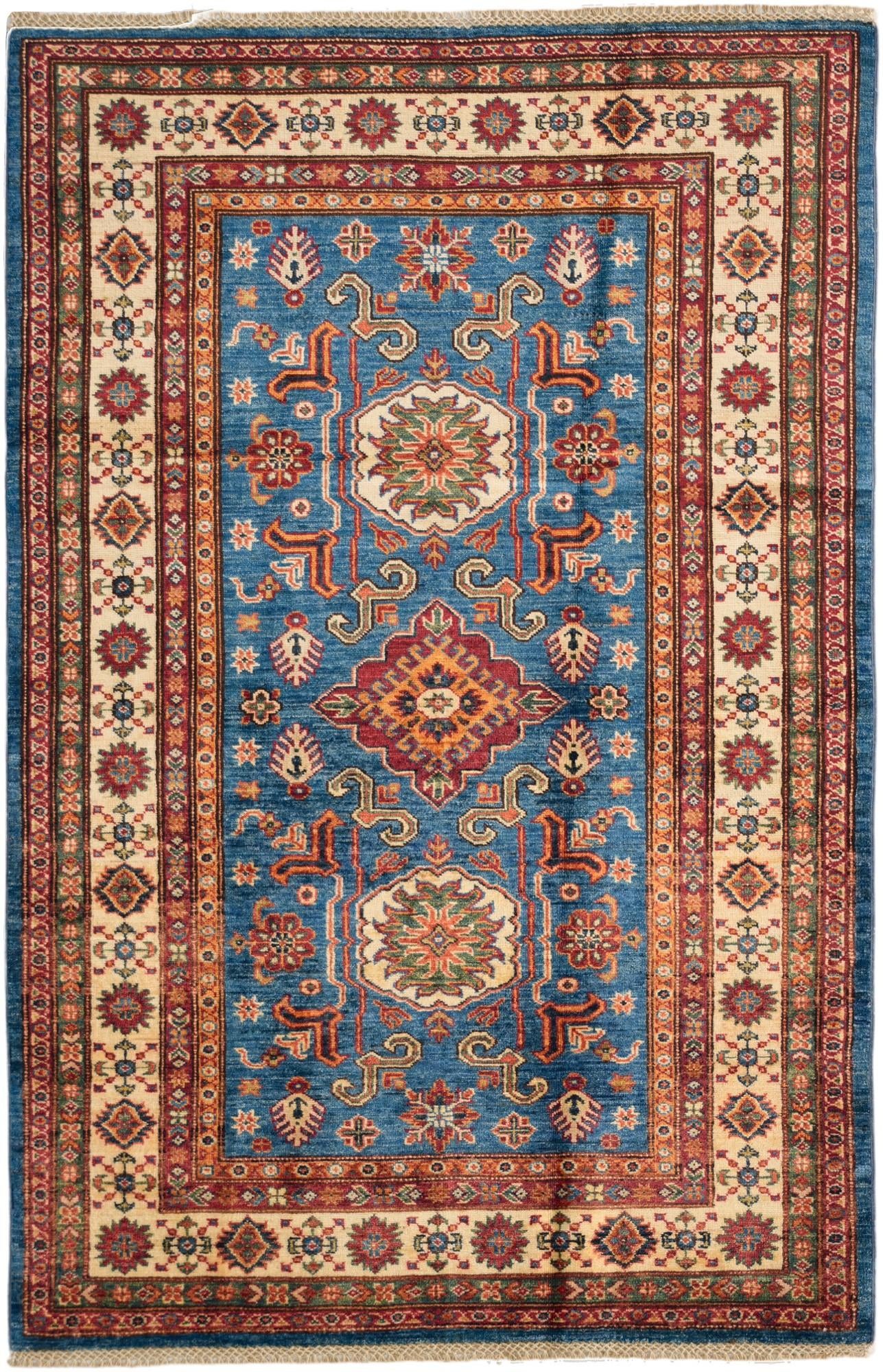 4' x 6' 3 Hand Knotted Kazak Rug