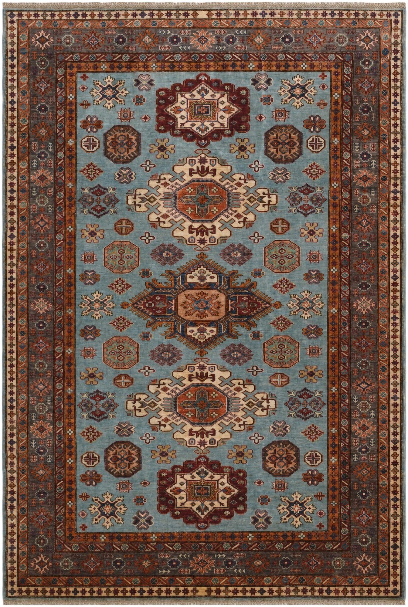 6' 3 x 9' 1 Hand Knotted Kazak Rug