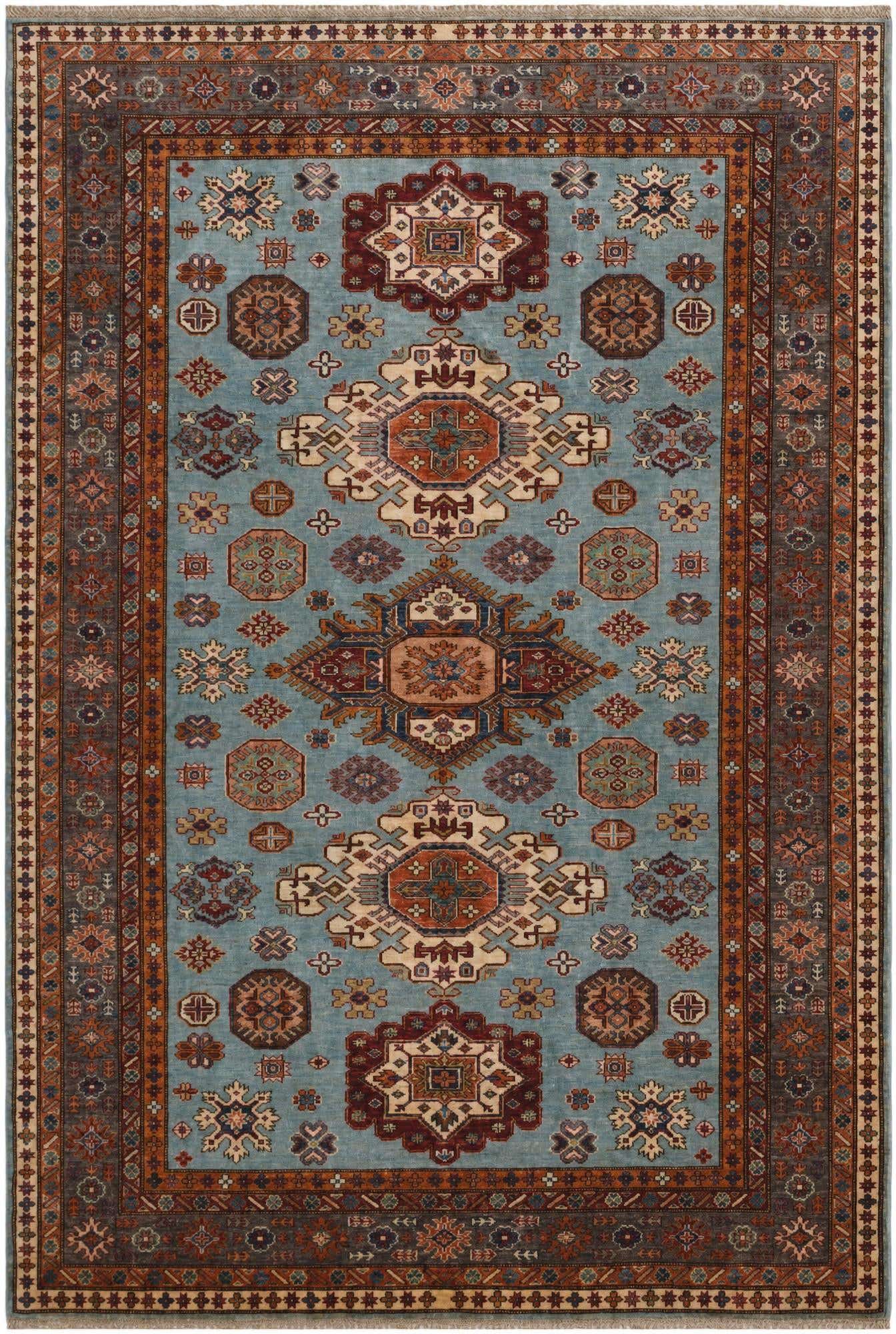 6' 3 x 9' 1 Hand Knotted Kazak Rug