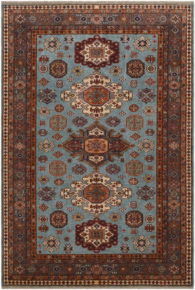 6' 3 x 9' 1 Hand Knotted Kazak Rug