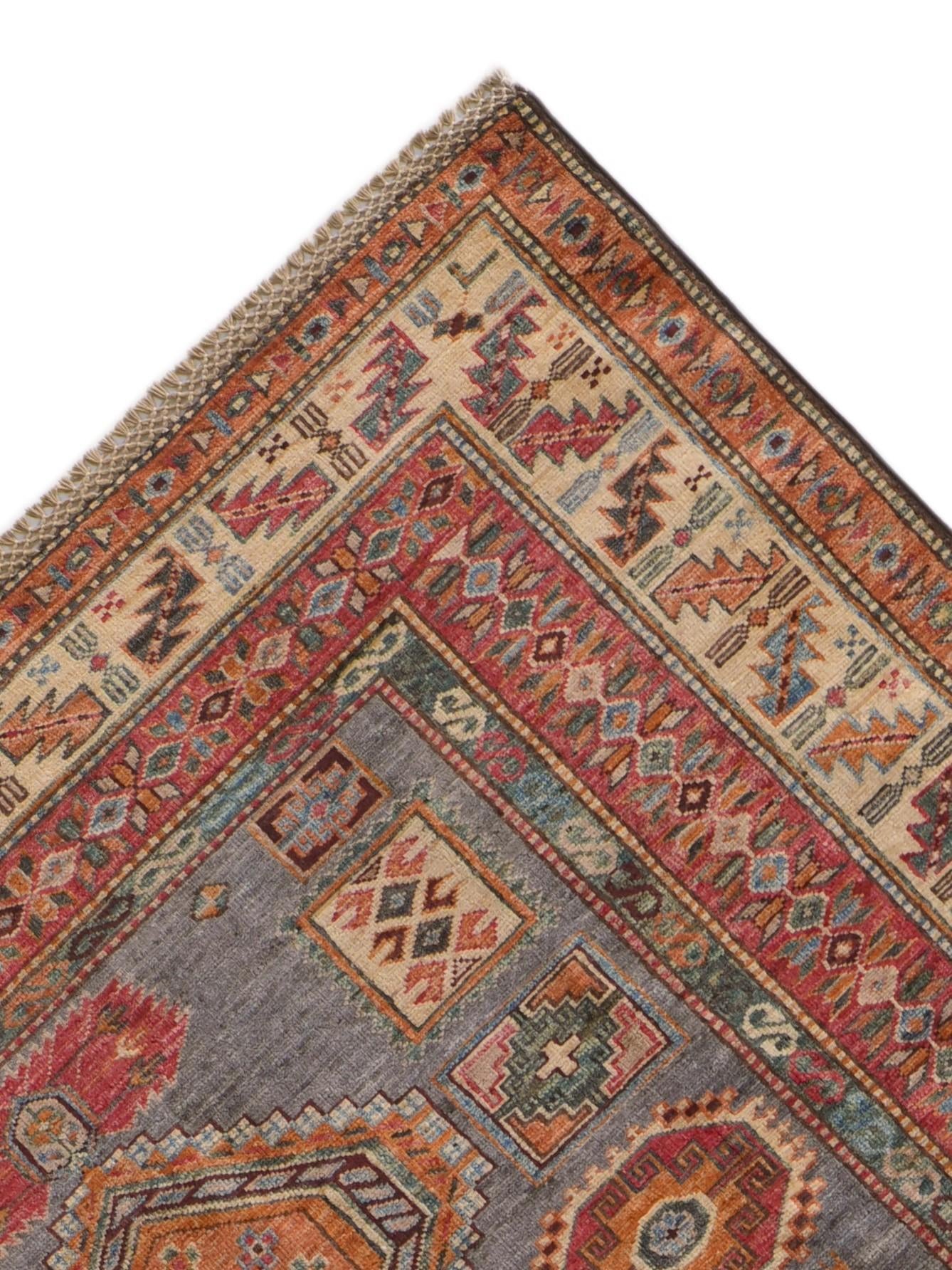 9' x 12' 4 Hand Knotted Kazak Rug