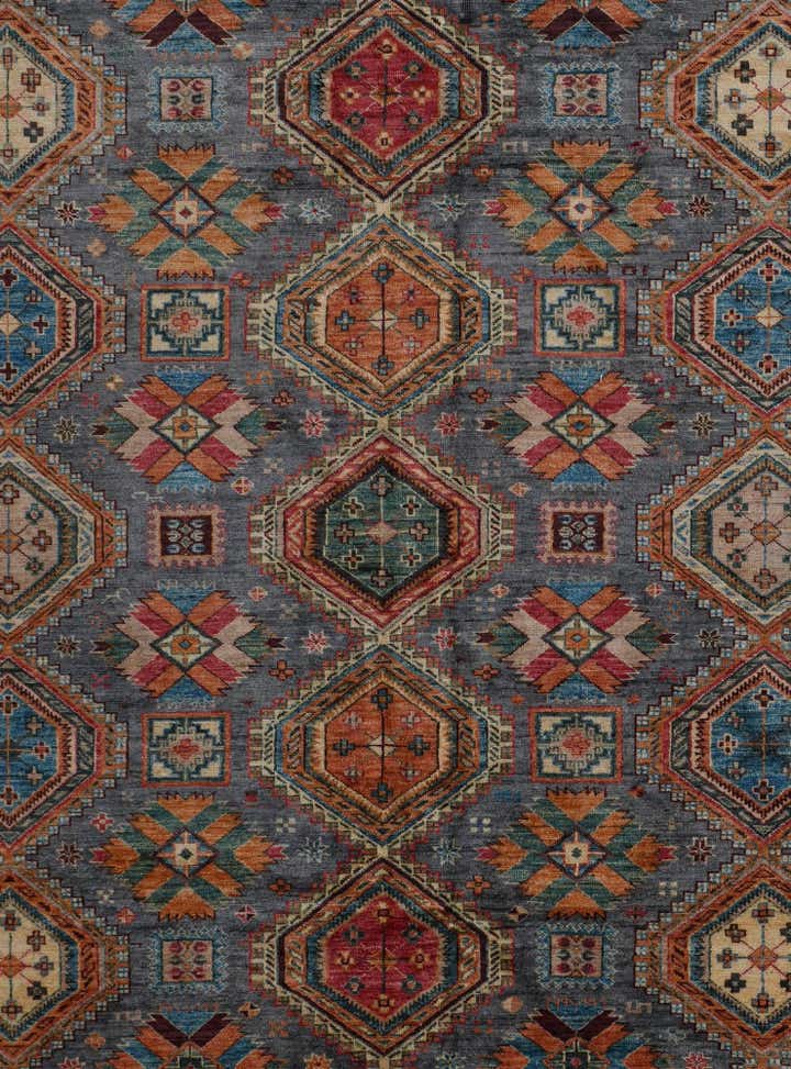9' x 12' 4 Hand Knotted Kazak Rug