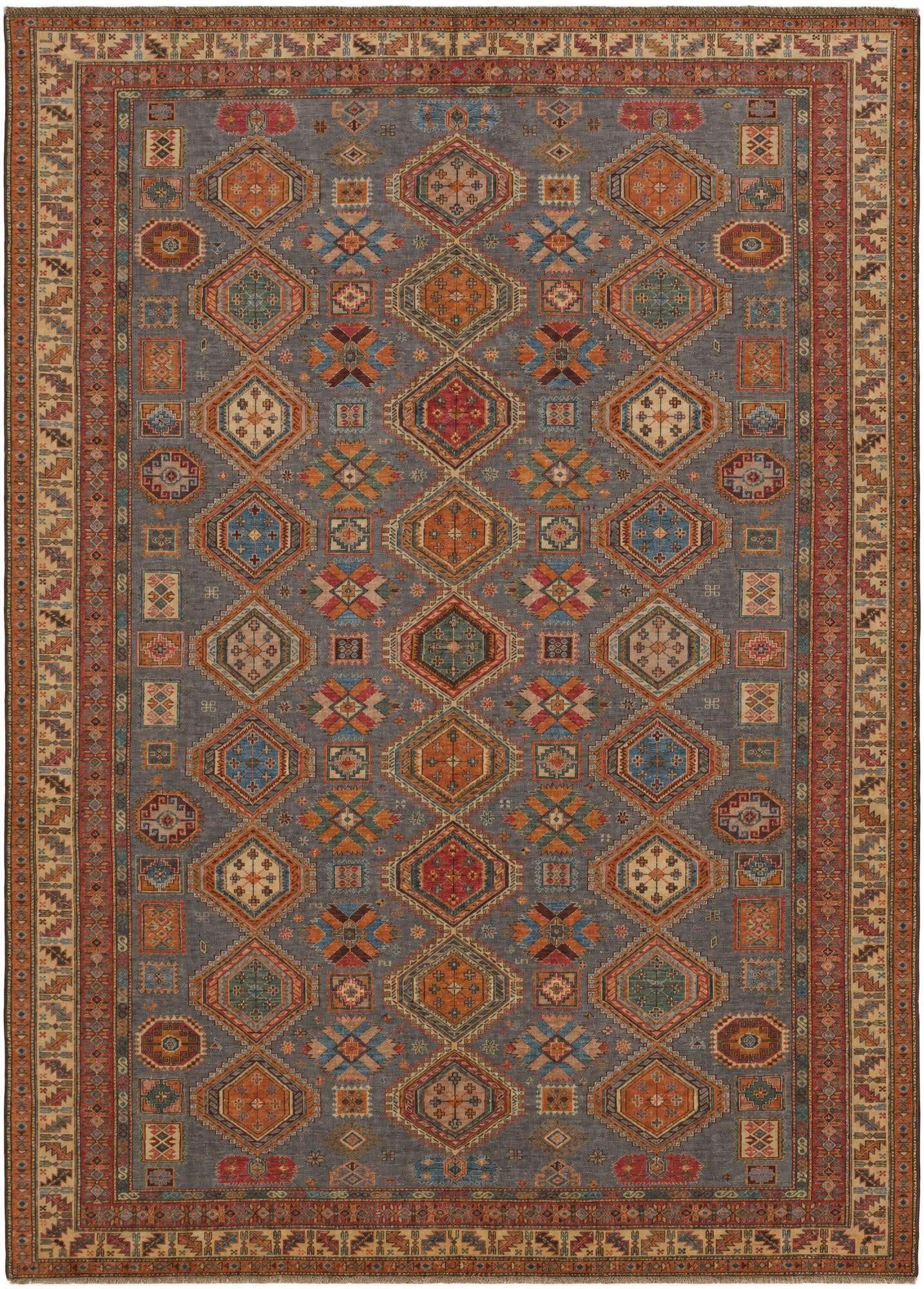 9' x 12' 4 Hand Knotted Kazak Rug