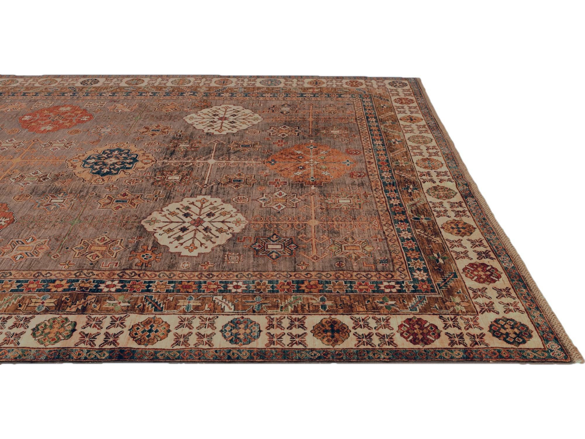 9' x 12' 4 Hand Knotted Kazak Rug