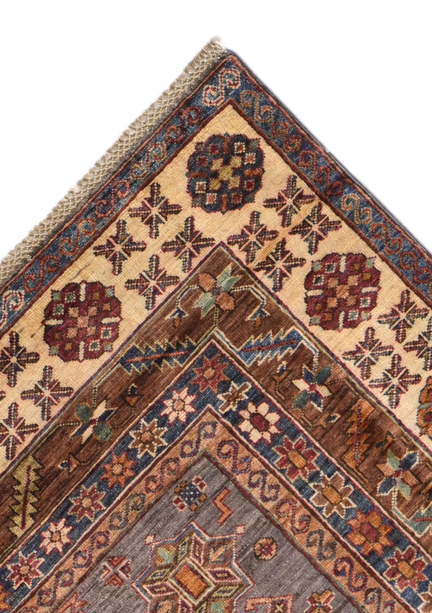 9' x 12' 4 Hand Knotted Kazak Rug