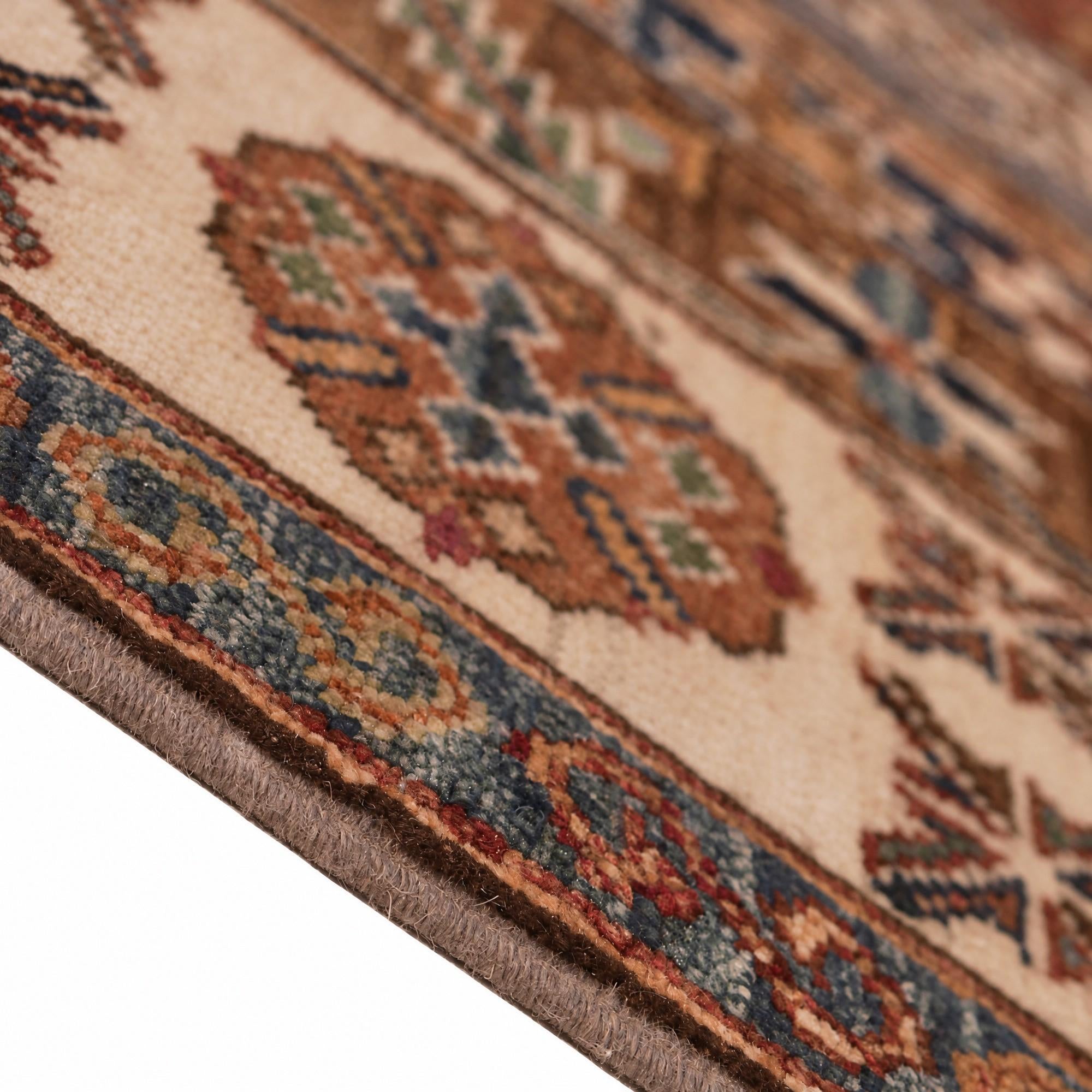 9' x 12' 4 Hand Knotted Kazak Rug