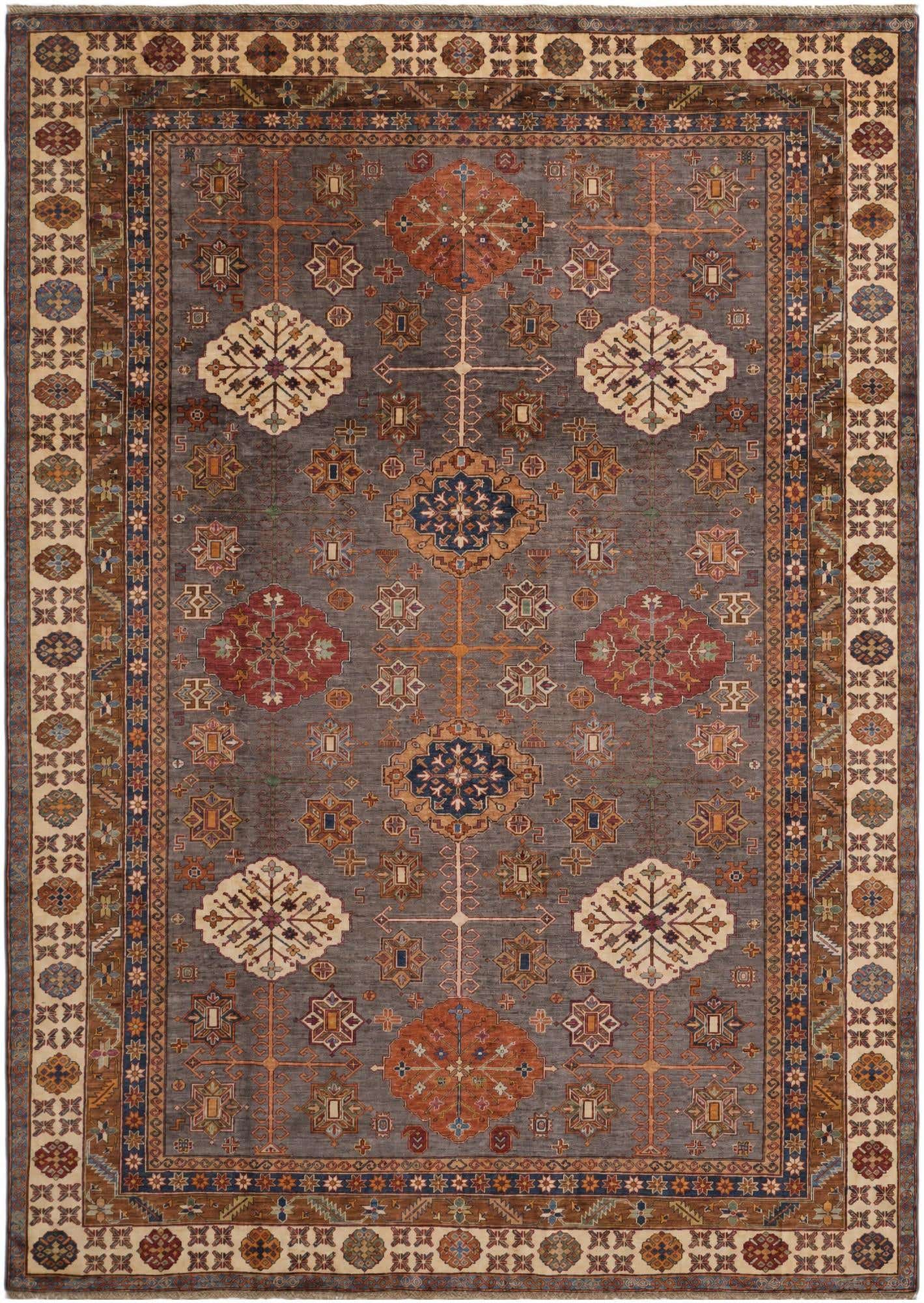 9' x 12' 4 Hand Knotted Kazak Rug
