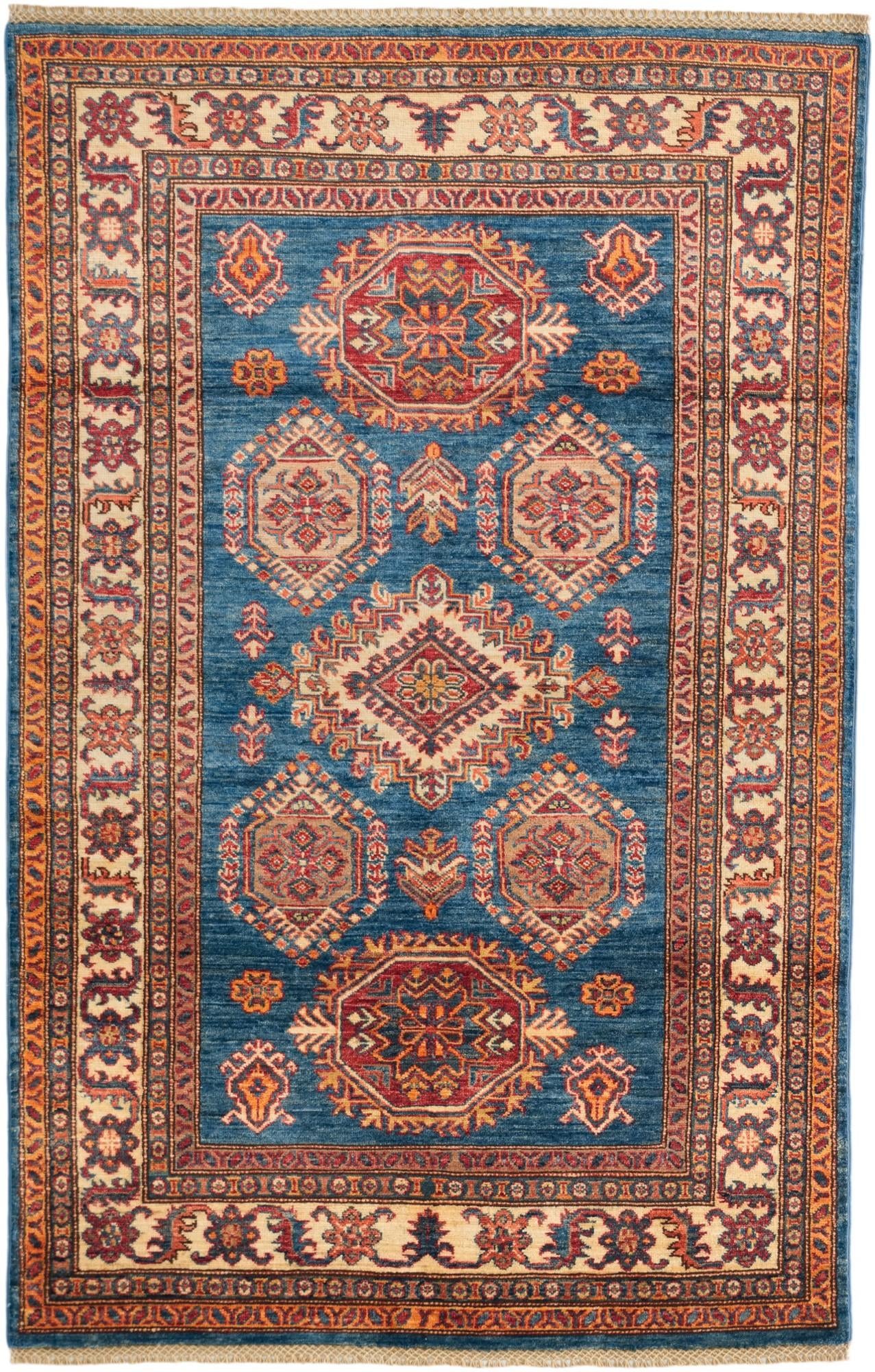 4' x 6' 3 Hand Knotted Kazak Rug