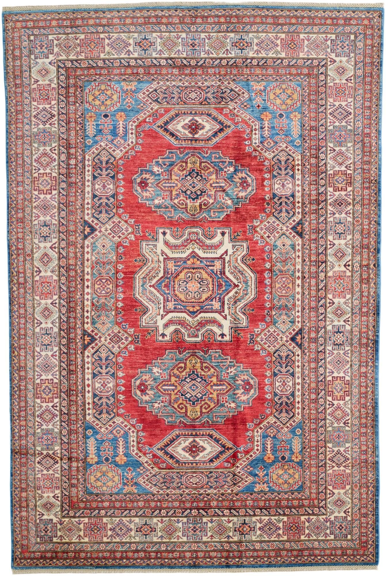 6' 8 x 9' 11 Hand Knotted Kazak Rug