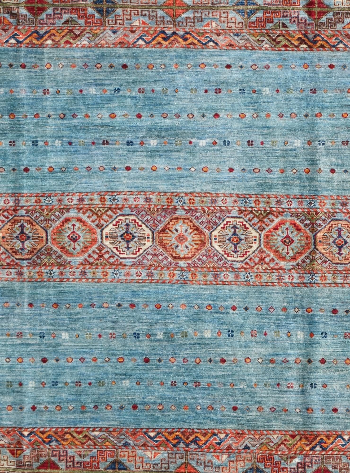 8' x 10' 3 Hand Knotted Kazak Rug