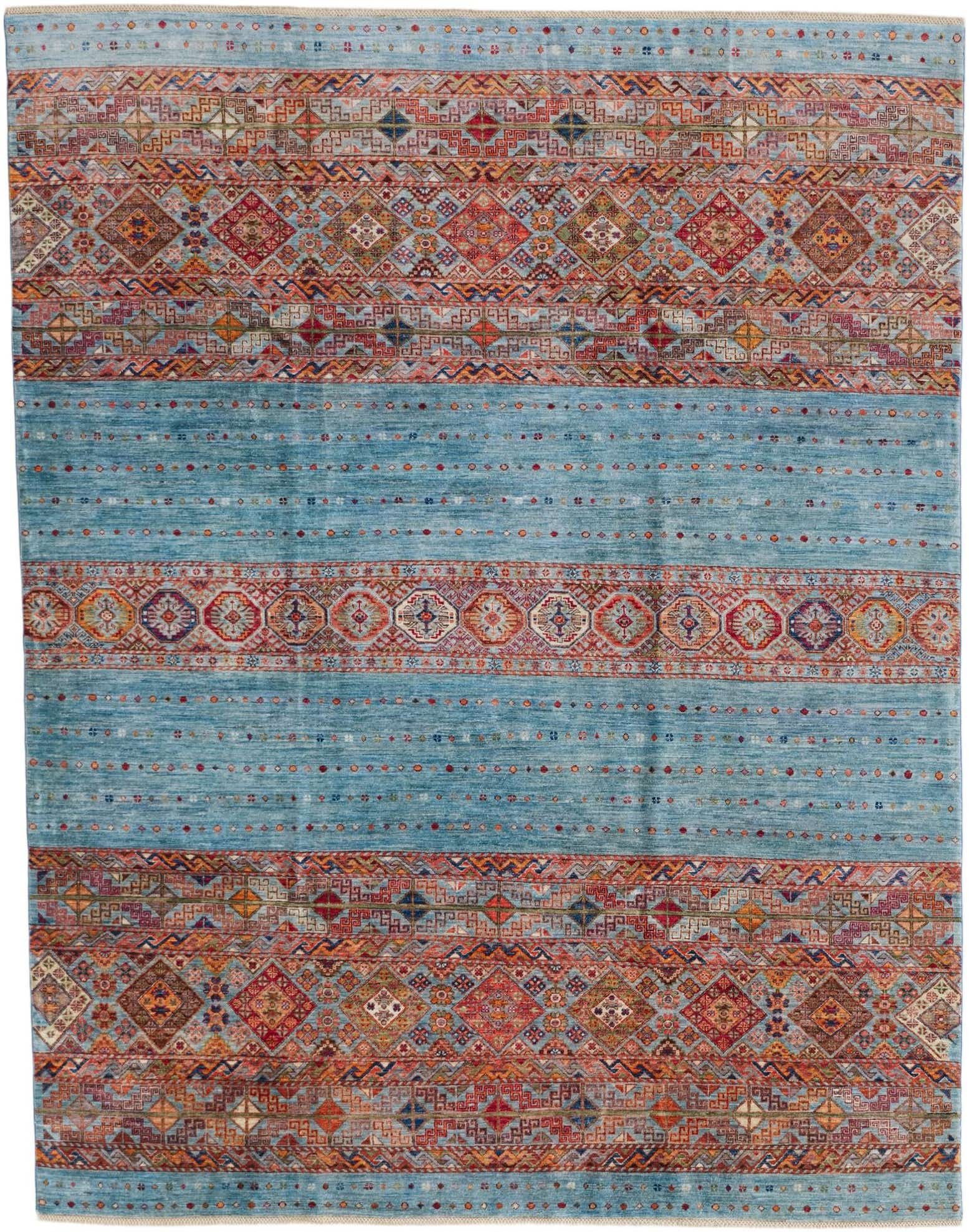 8' x 10' 3 Hand Knotted Kazak Rug