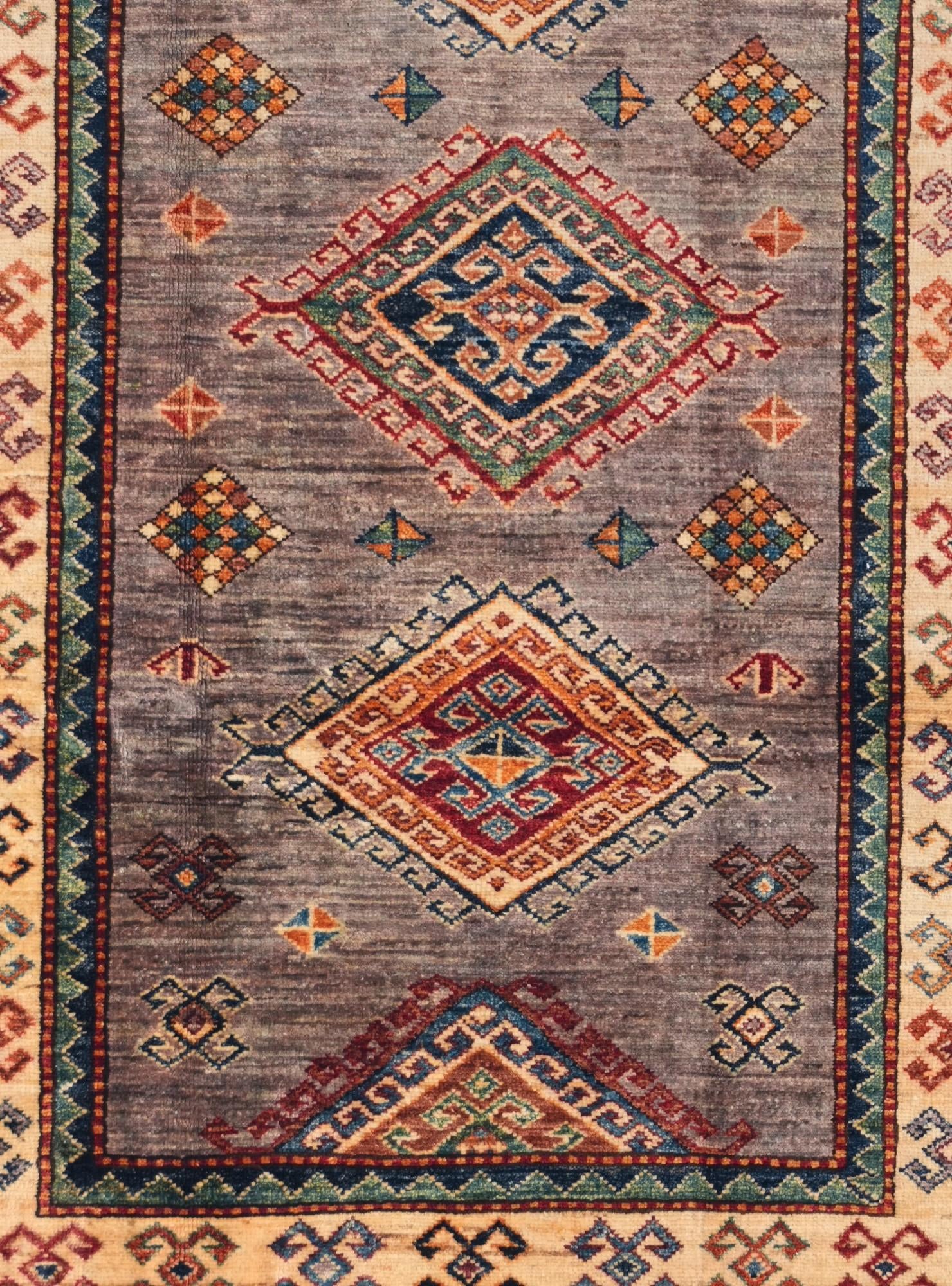 4' x 6' 4 Hand Knotted Kazak Rug