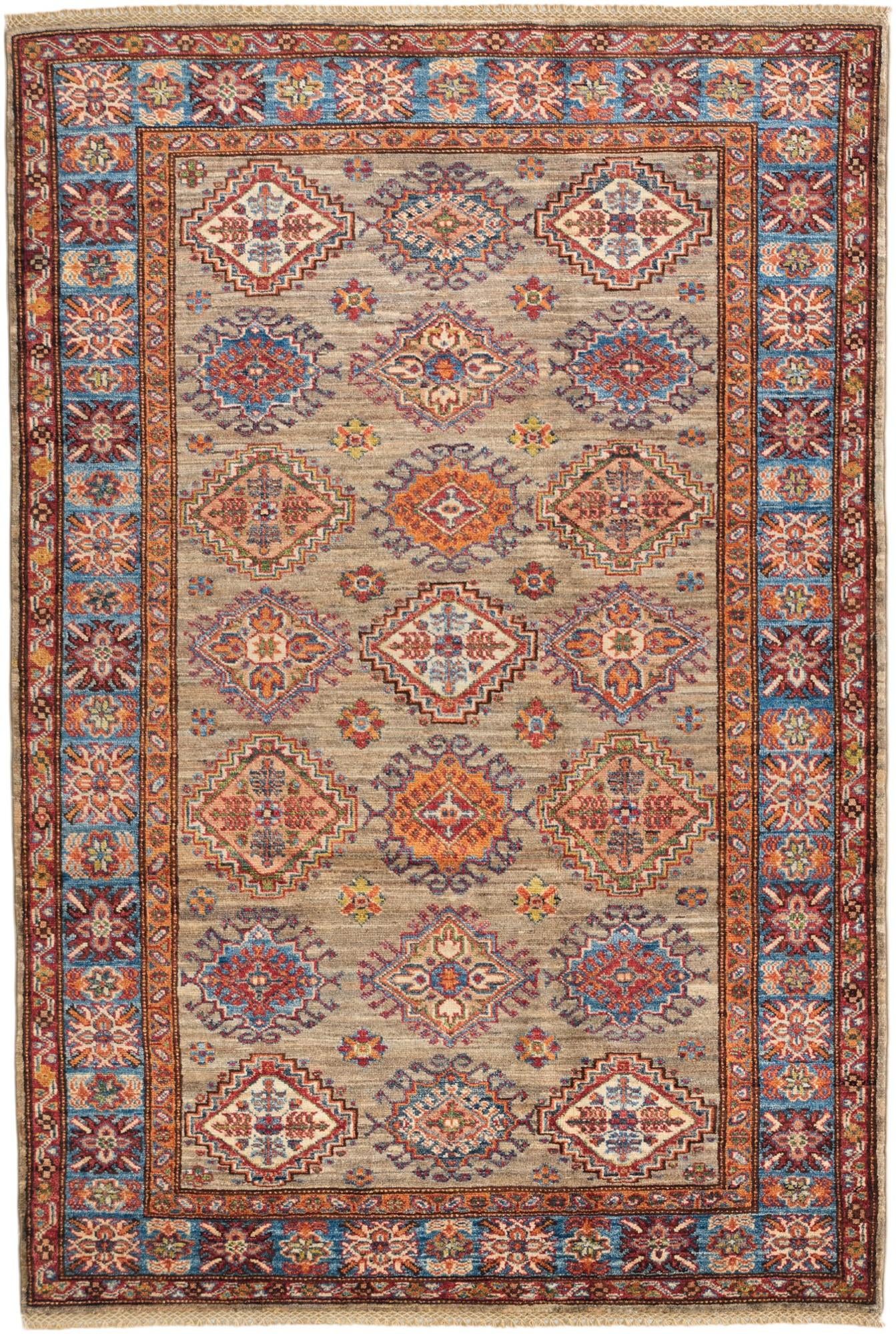 4' 3 x 6' 4 Hand Knotted Kazak Rug