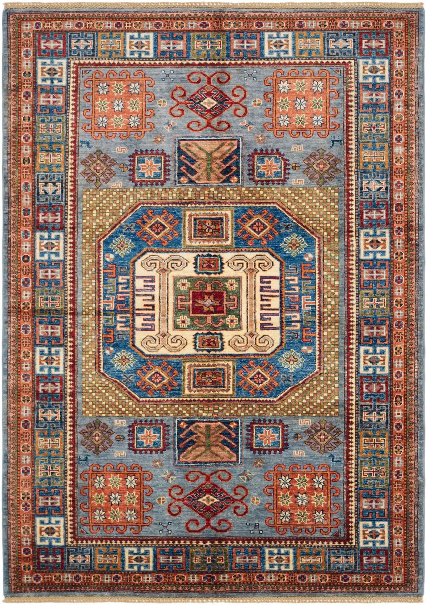 4' 11 x 7' Hand Knotted Kazak Rug