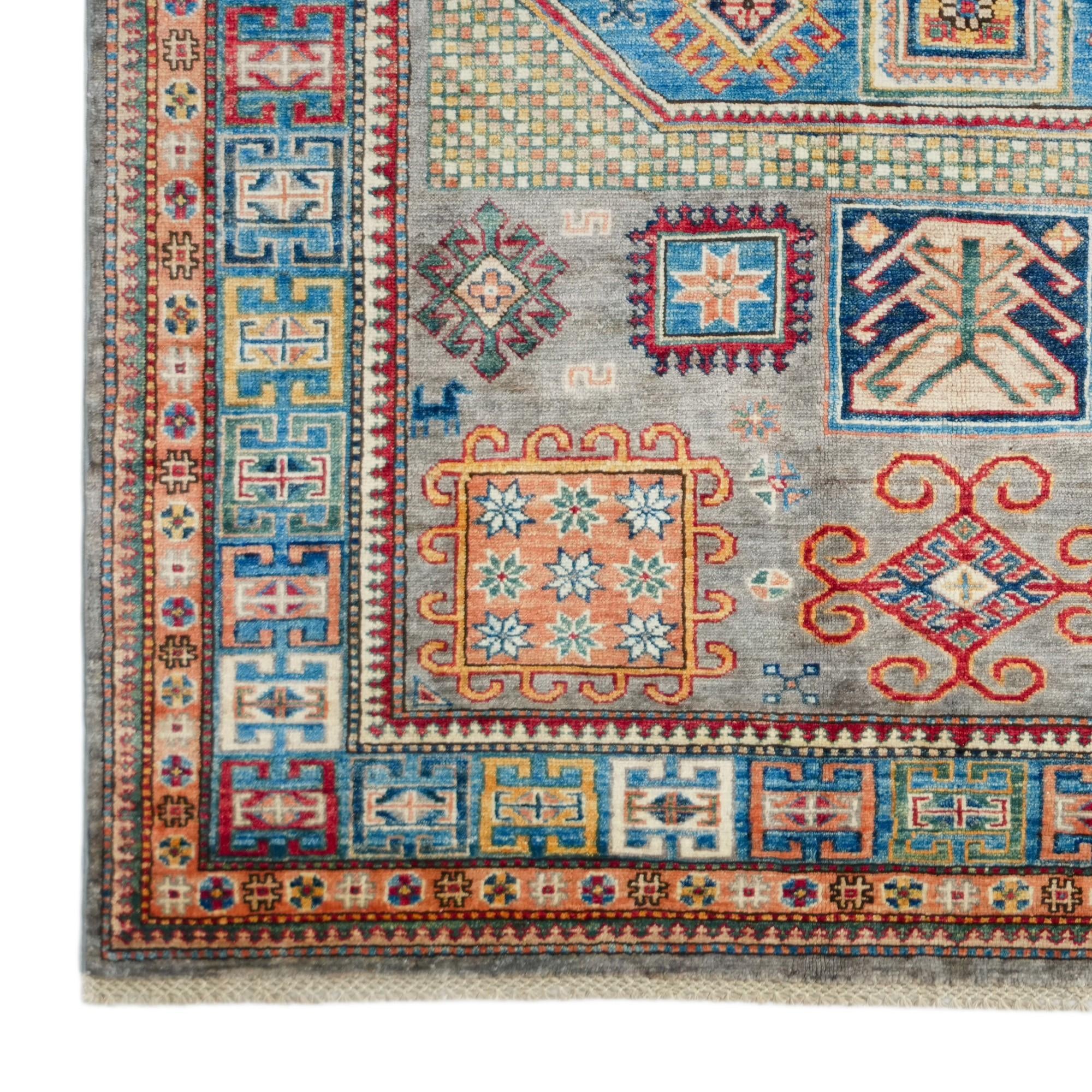 4' 11 x 7' 6 Hand Knotted Kazak Rug