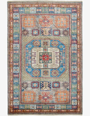 4' 11 x 7' 6 Hand Knotted Kazak Rug