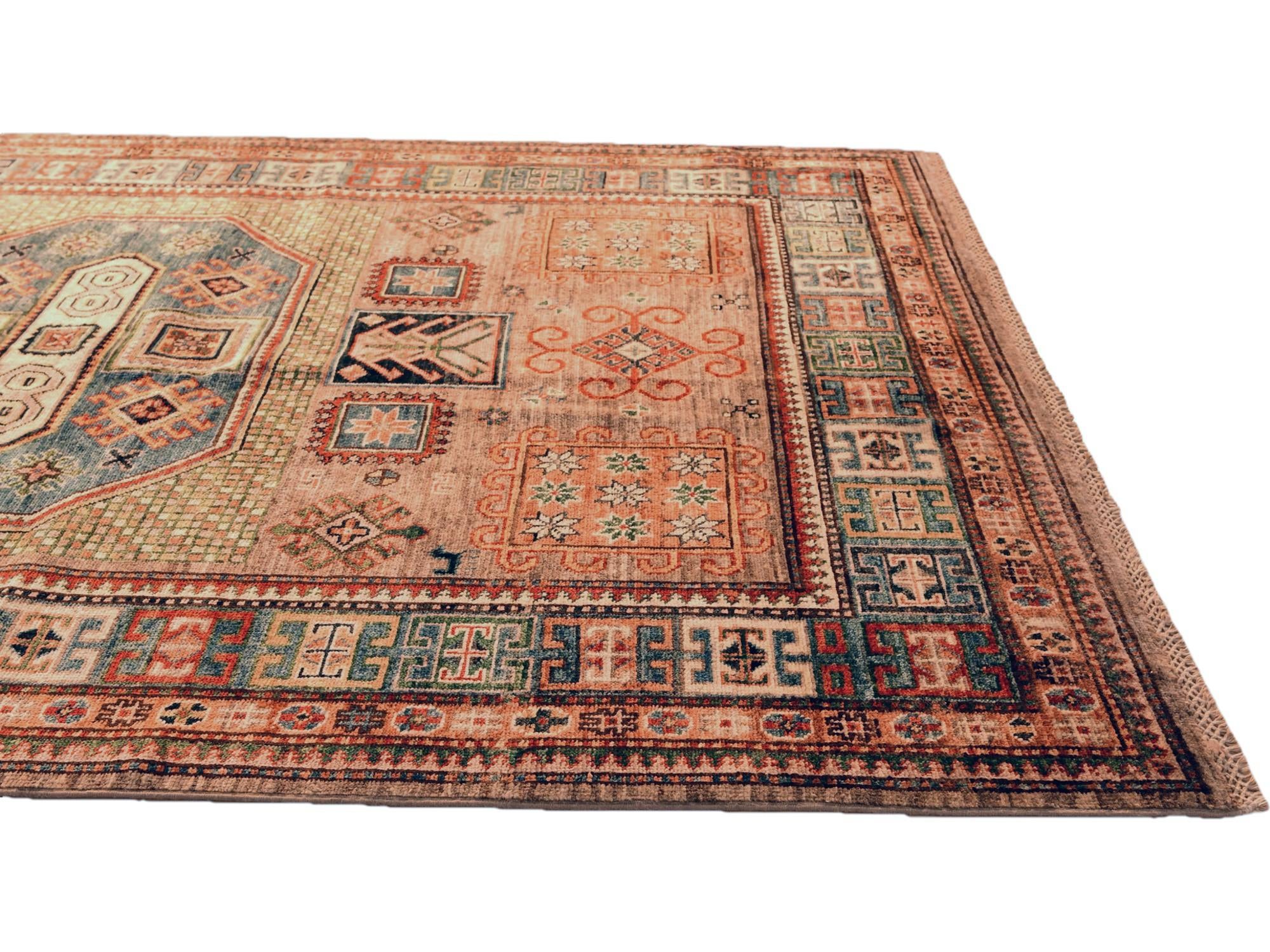5' 2 x 7' 7 Hand Knotted Kazak Rug