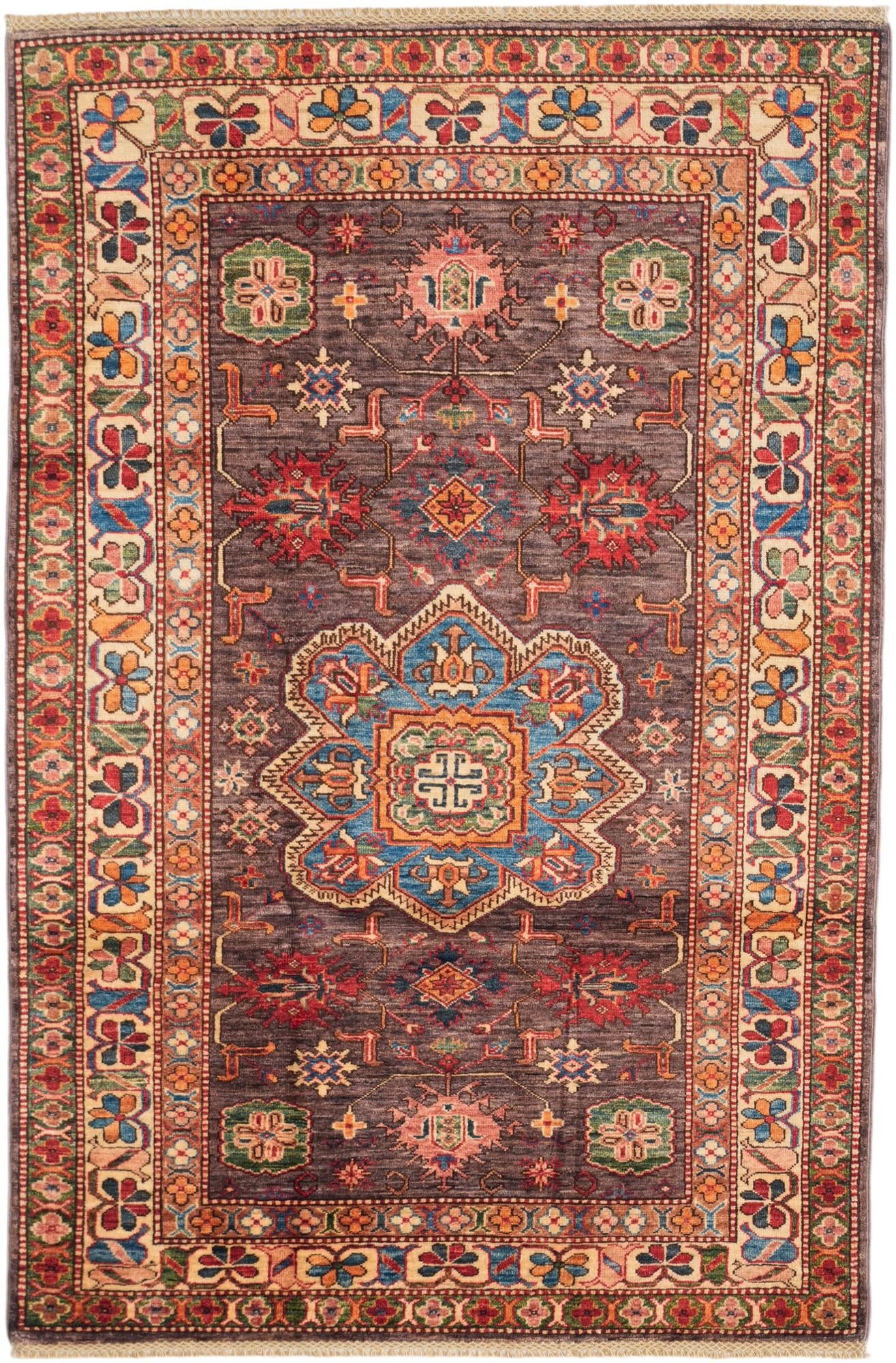 4' x 6' 1 Hand Knotted Kazak Rug