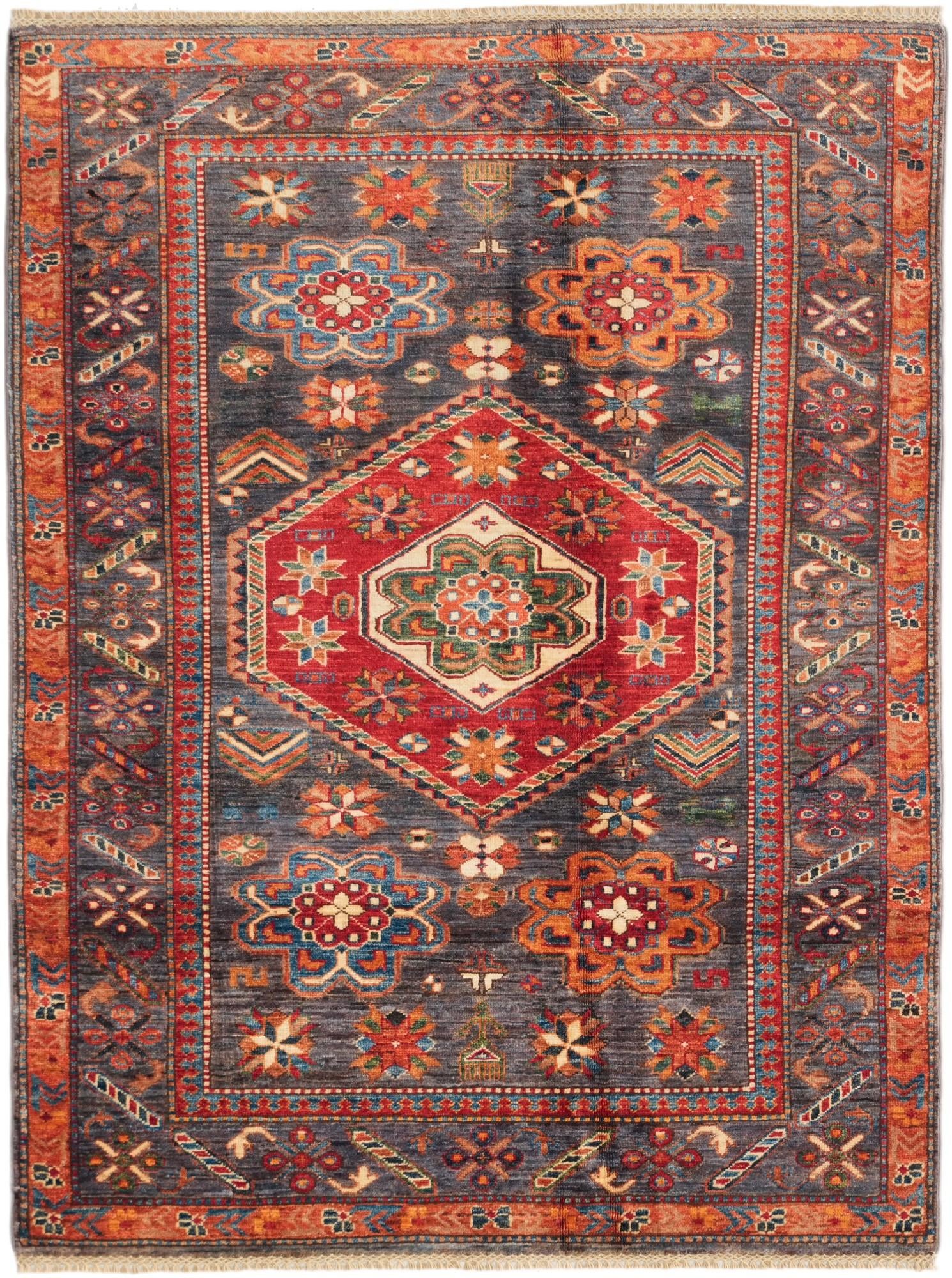 4' 1 x 5' 6 Hand Knotted Kazak Rug