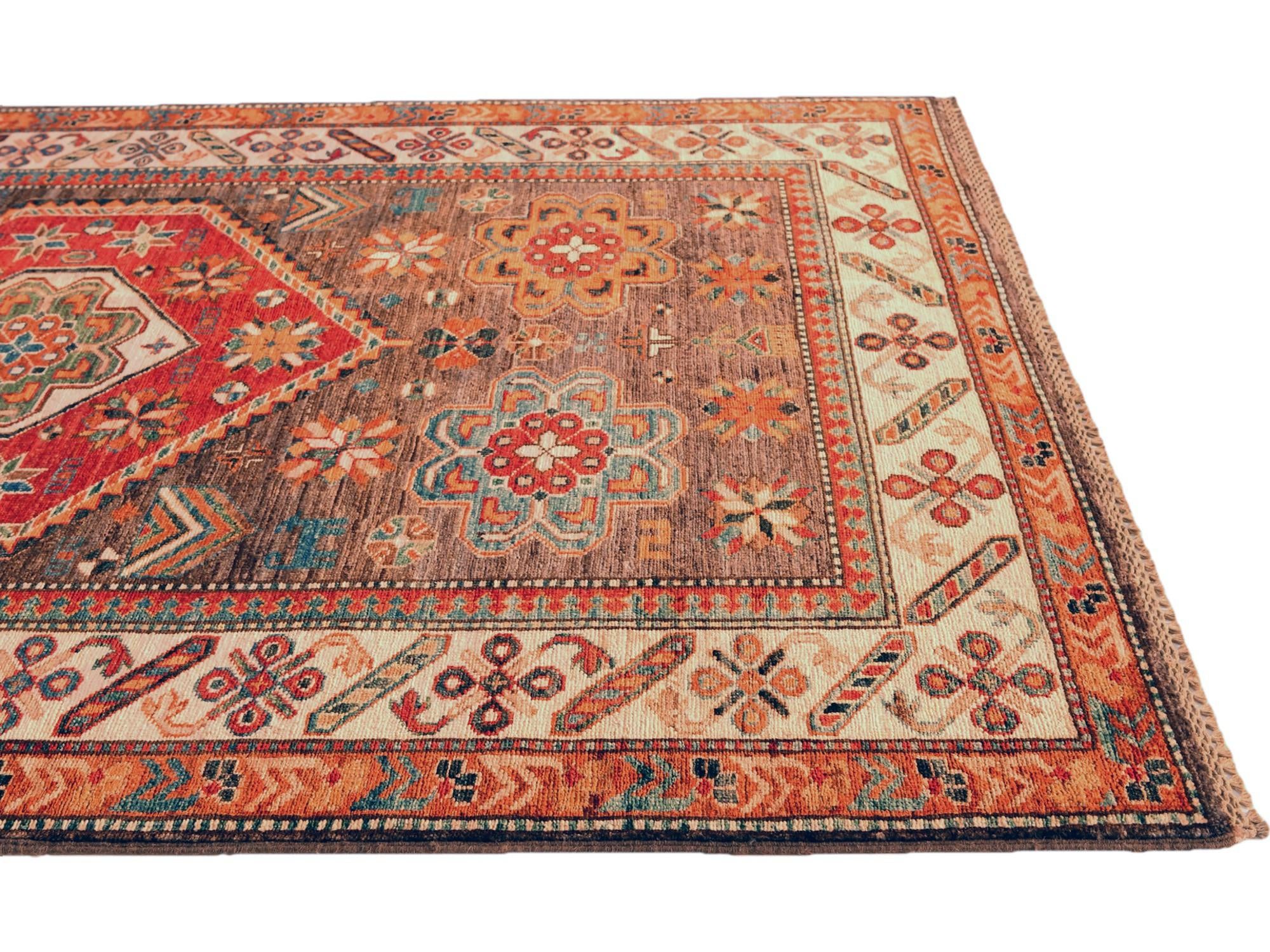 4' 3 x 6' 2 Hand Knotted Kazak Rug