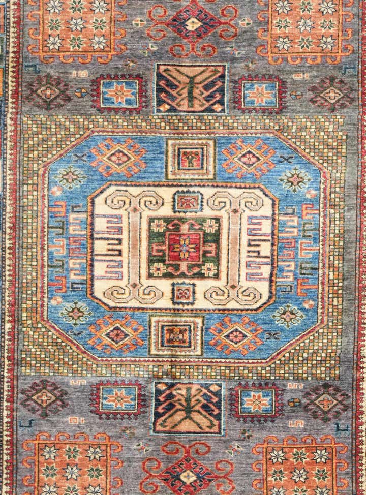5' x 6' 4 Hand Knotted Kazak Rug
