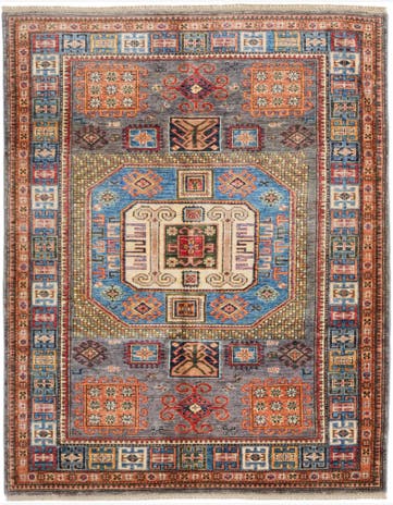 5' x 6' 4 Hand Knotted Kazak Rug