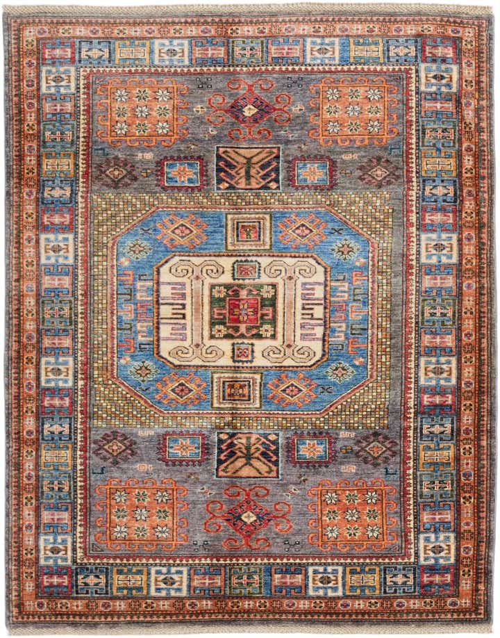 5' x 6' 4 Hand Knotted Kazak Rug