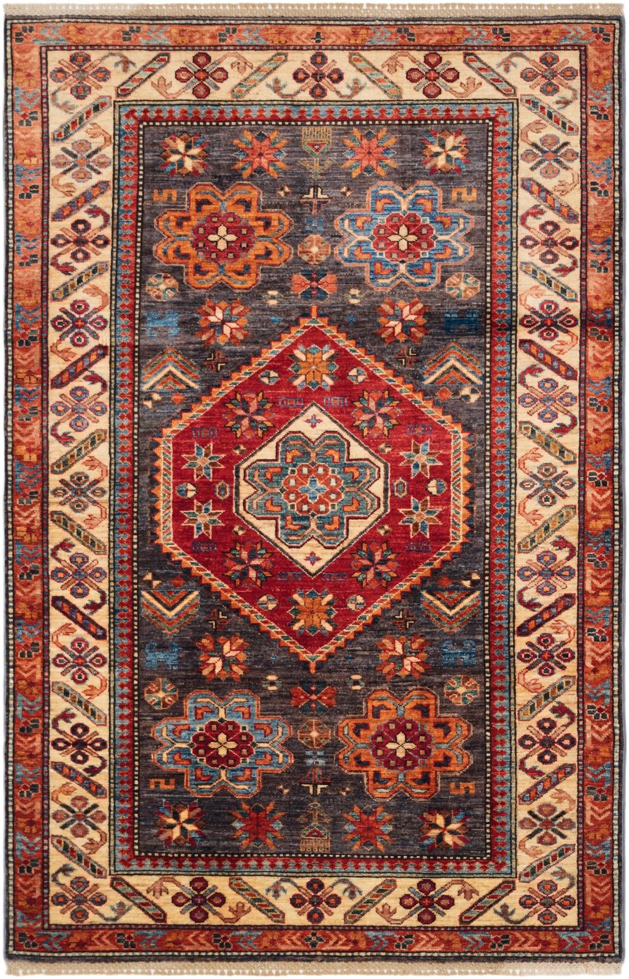 4' 1 x 6' 5 Hand Knotted Kazak Rug