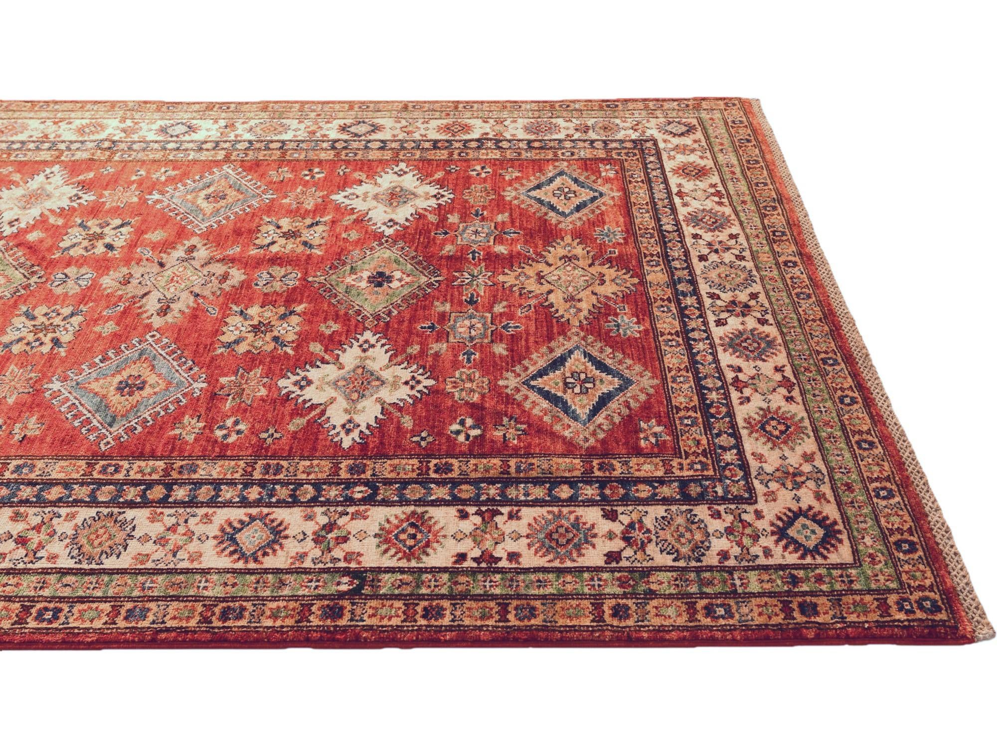 5' x 6' 4 Hand Knotted Kazak Rug