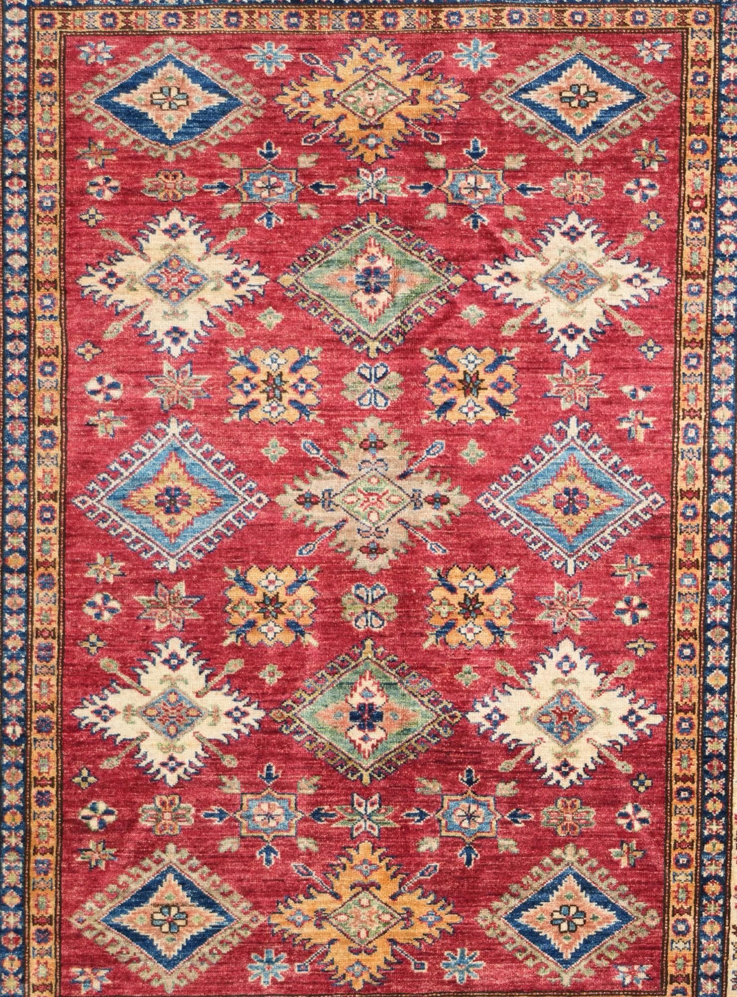 5' x 6' 4 Hand Knotted Kazak Rug