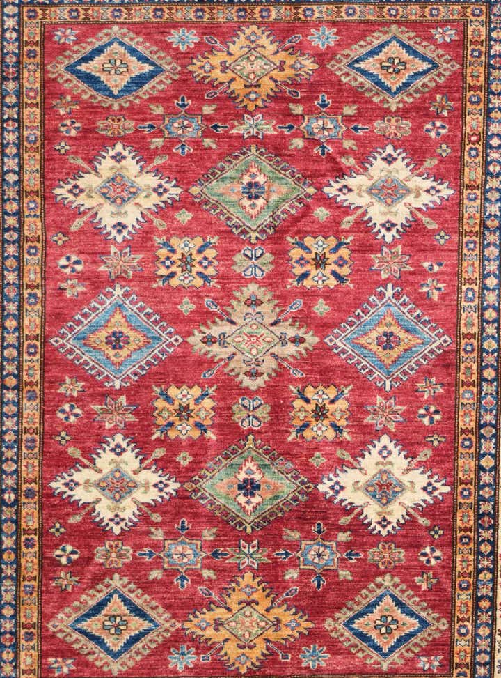 5' x 6' 4 Hand Knotted Kazak Rug