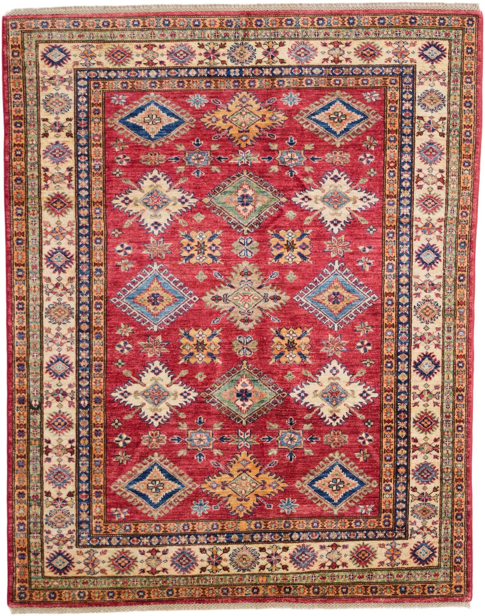 5' x 6' 4 Hand Knotted Kazak Rug