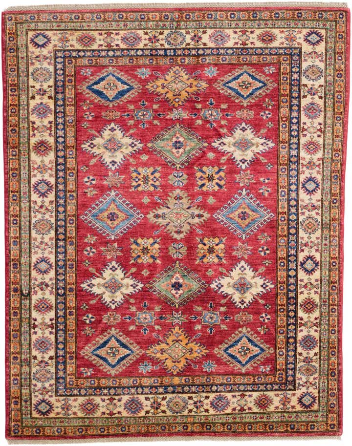 5' x 6' 4 Hand Knotted Kazak Rug