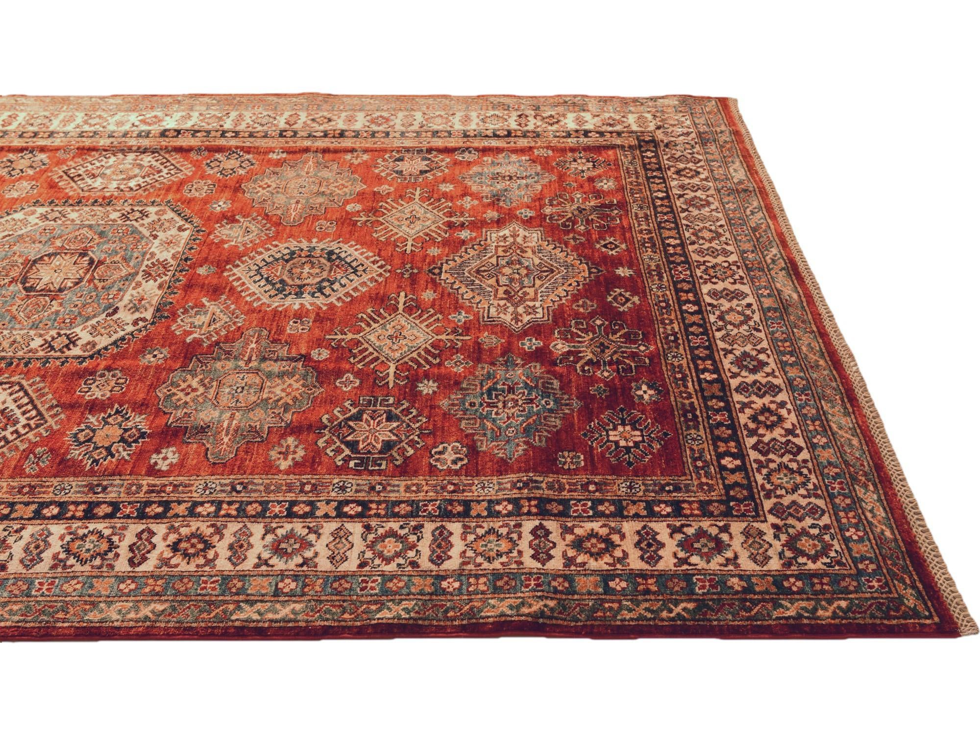 6' 2 x 8' 11 Hand Knotted Kazak Rug