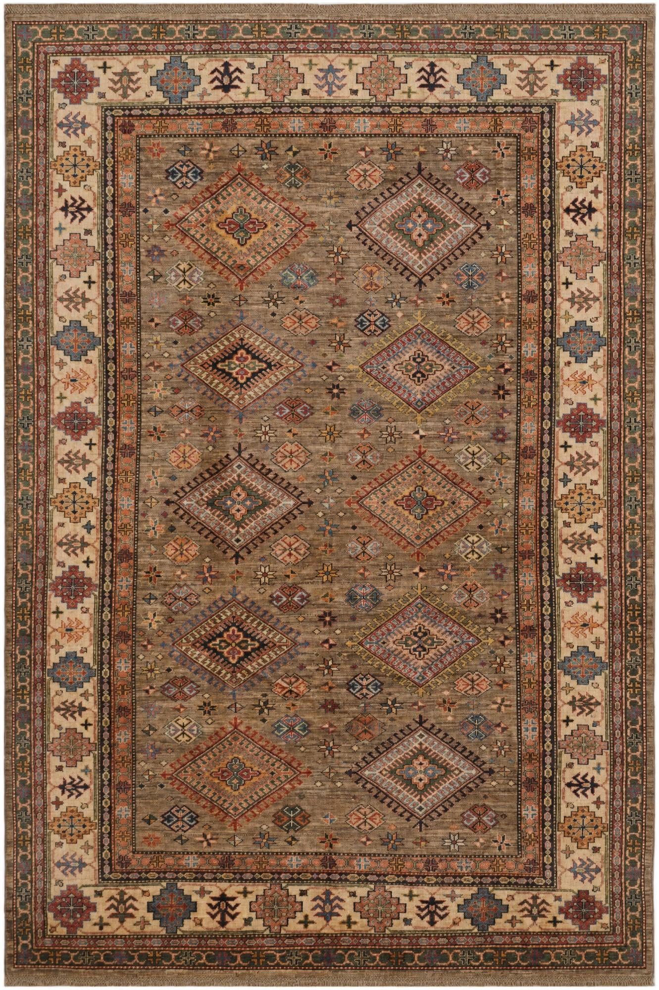 6' 8 x 9' 11 Hand Knotted Kazak Rug