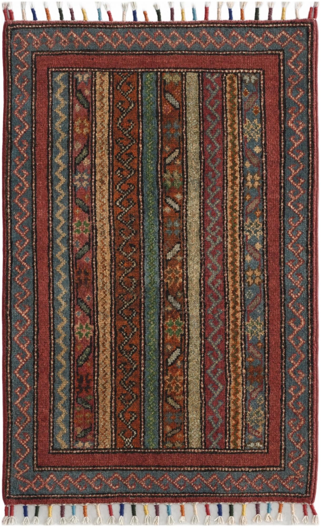 1' 10 x 3' Hand Knotted Kazak Rug