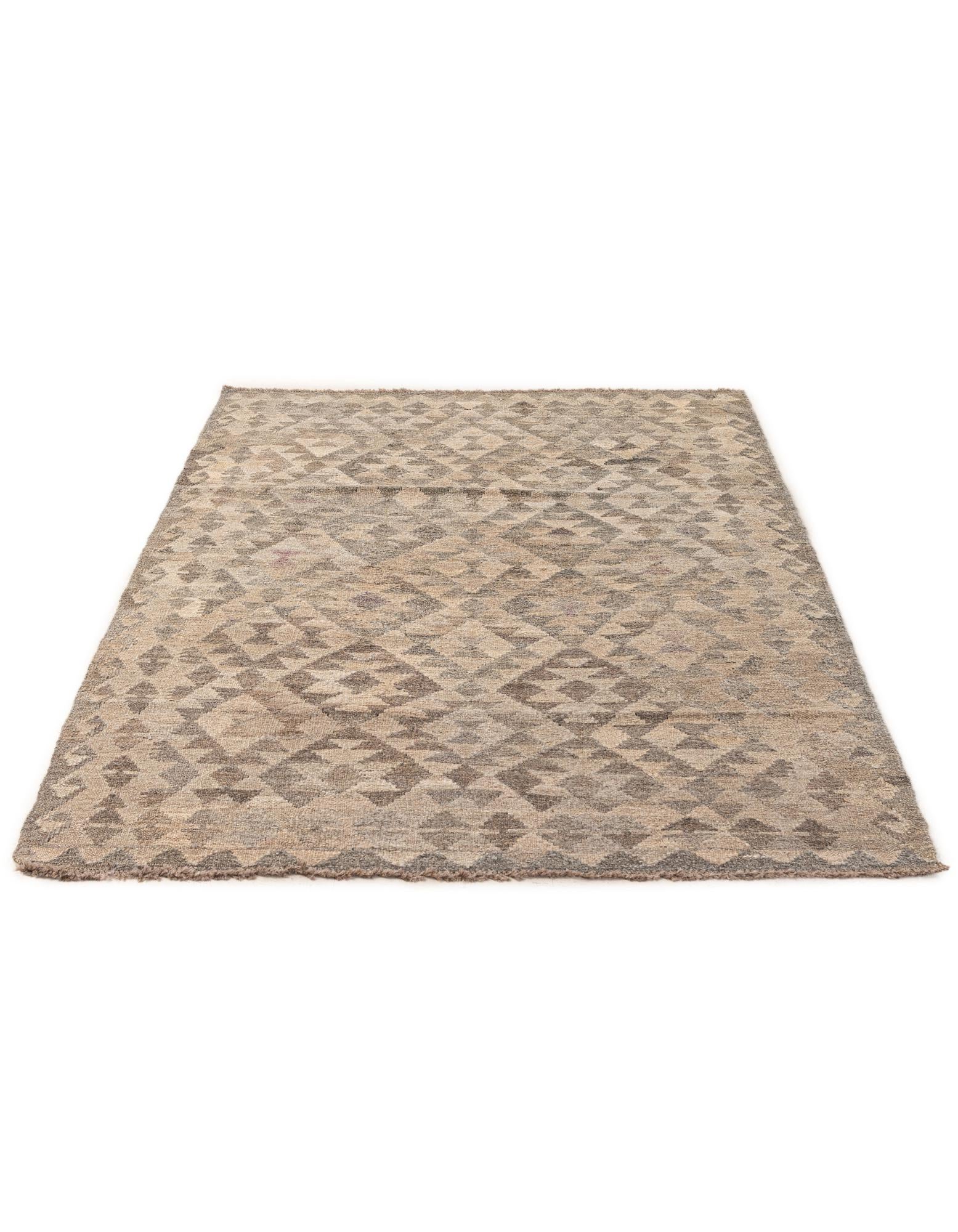 4' x 5' 10 Hand Woven Kilim Maymana Wool Rug