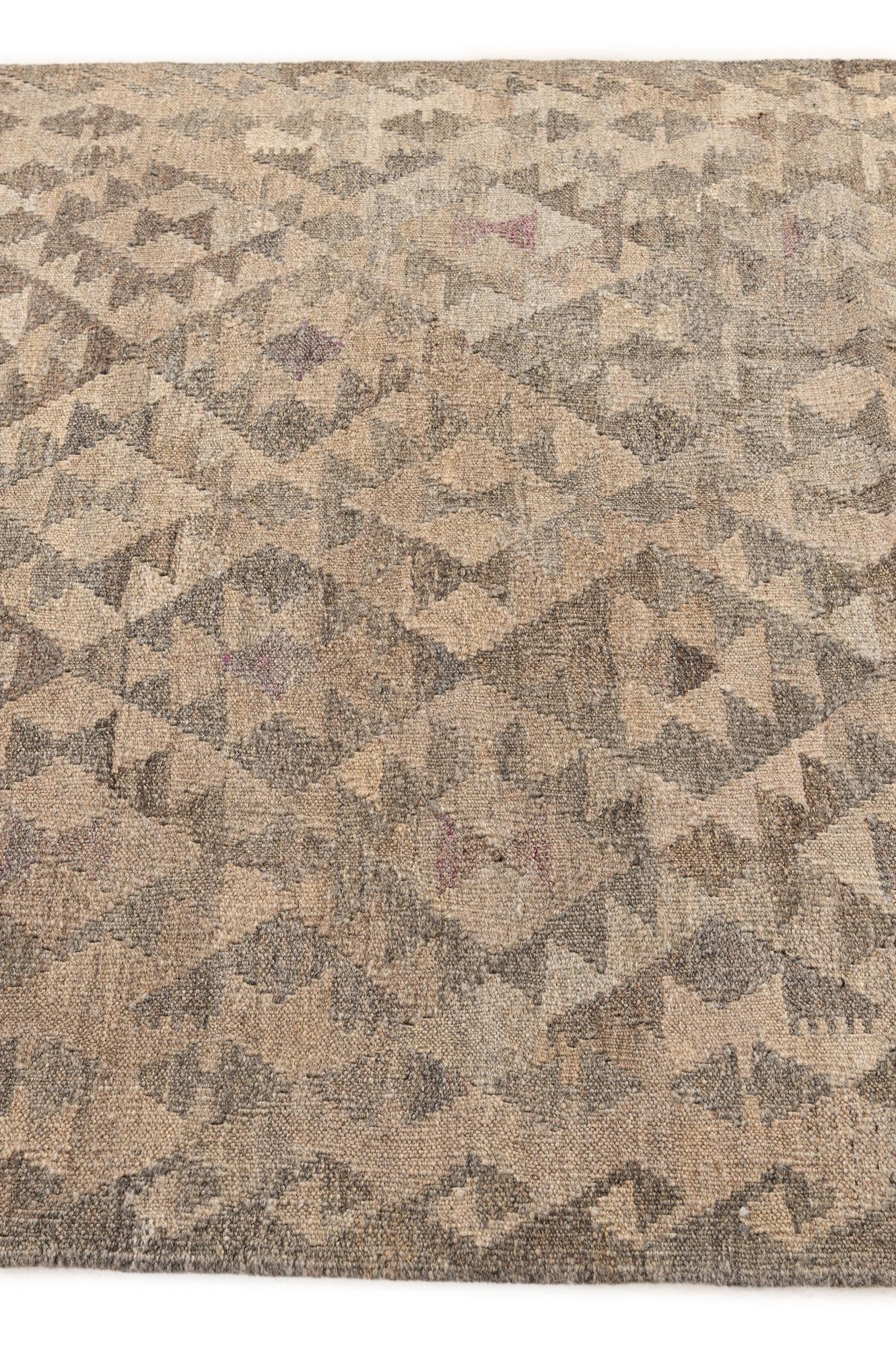 4' x 5' 10 Hand Woven Kilim Maymana Wool Rug