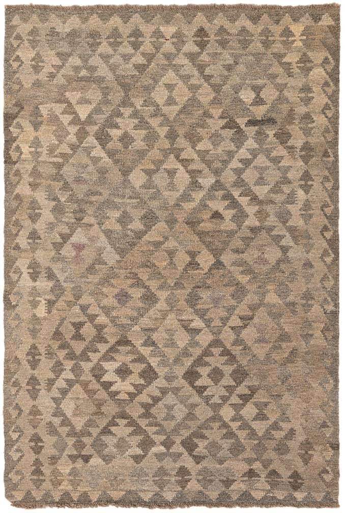 4' x 5' 10 Hand Woven Kilim Maymana Wool Rug