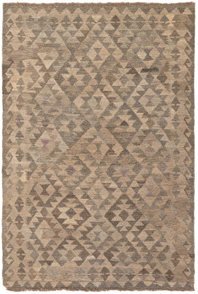 Detail image of 4' x 5' 10 Hand Woven Kilim Maymana Wool Rug