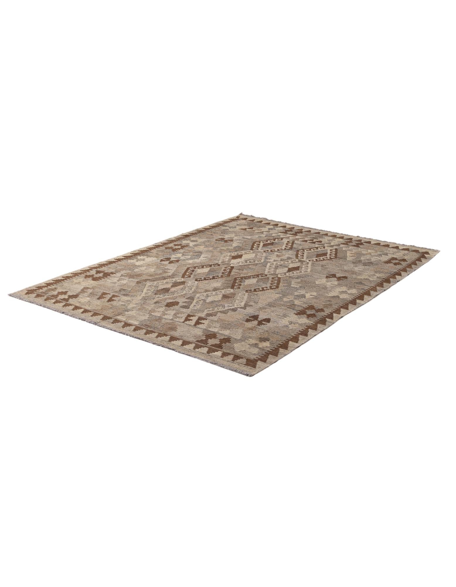 4' 6 x 5' 11 Hand Woven Kilim Maymana Wool Rug