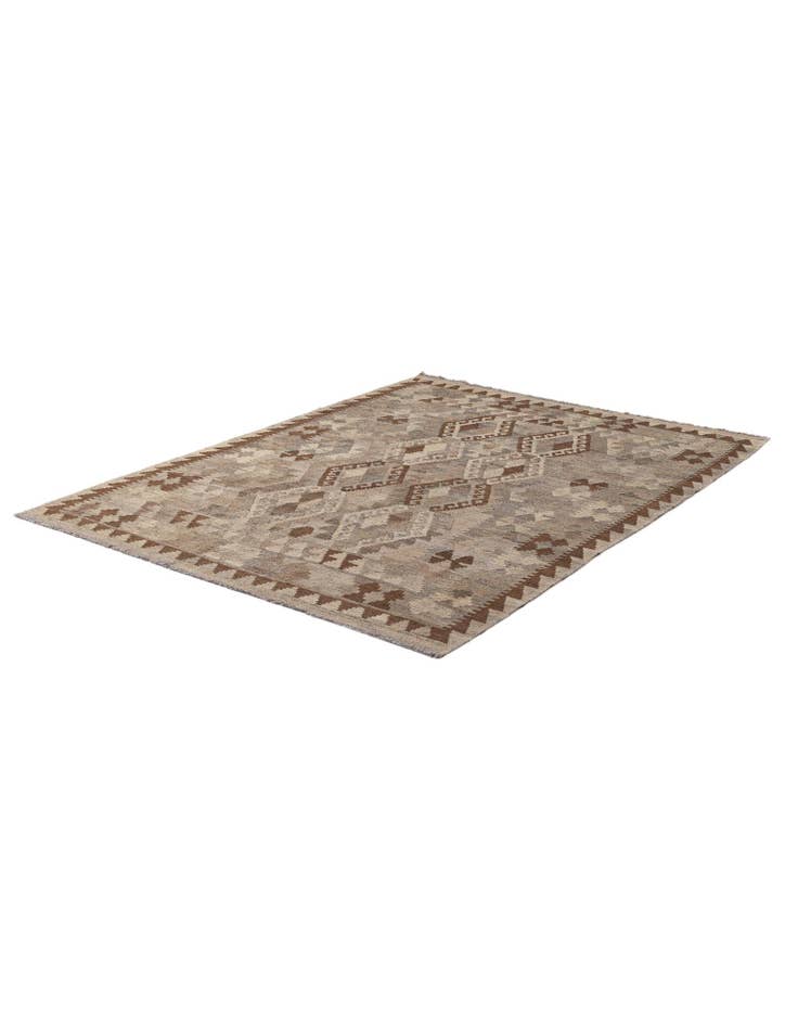 Detail image of 4' 6 x 5' 11 Hand Woven Kilim Maymana Wool Rug