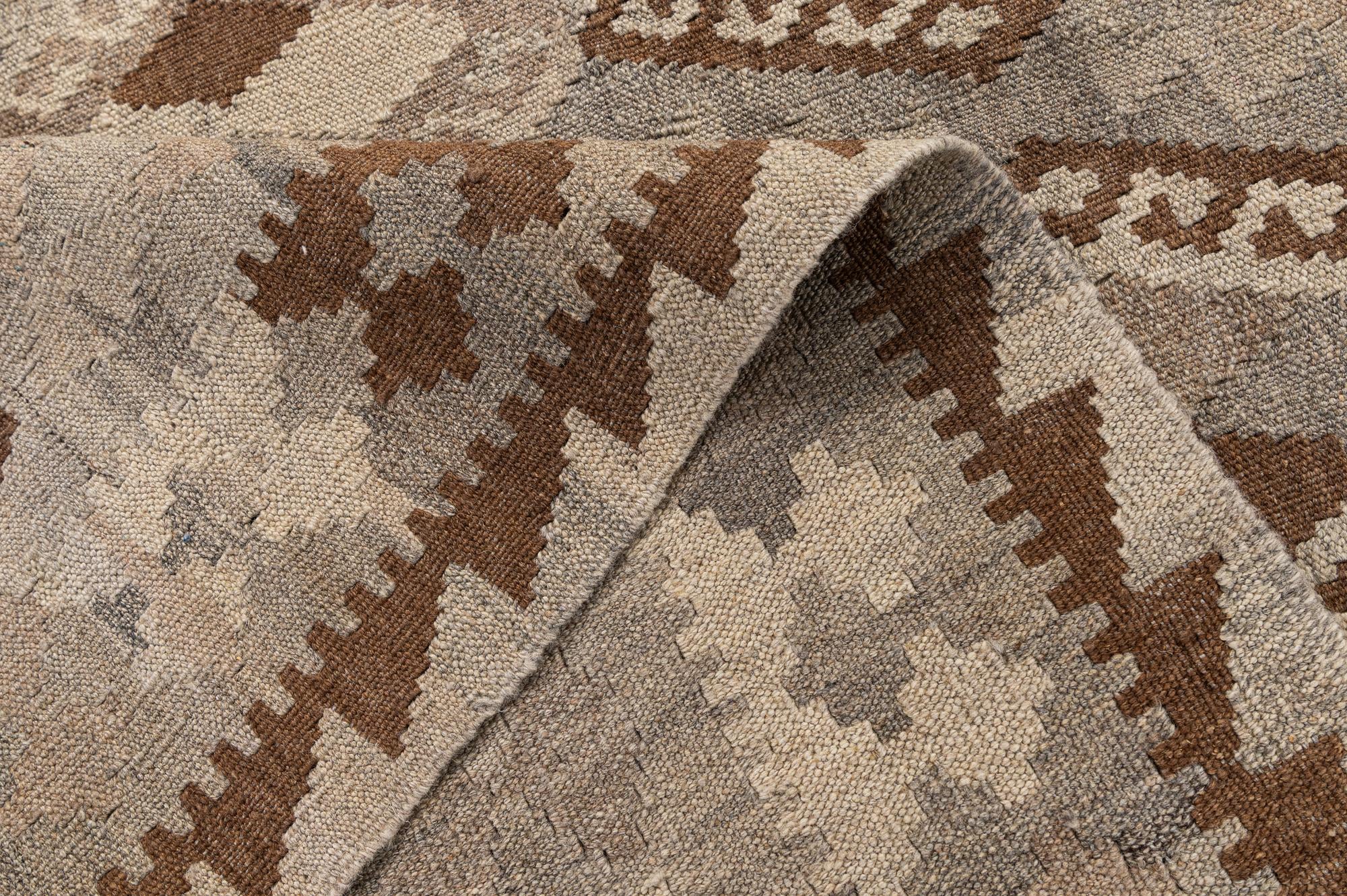 4' 6 x 5' 11 Hand Woven Kilim Maymana Wool Rug